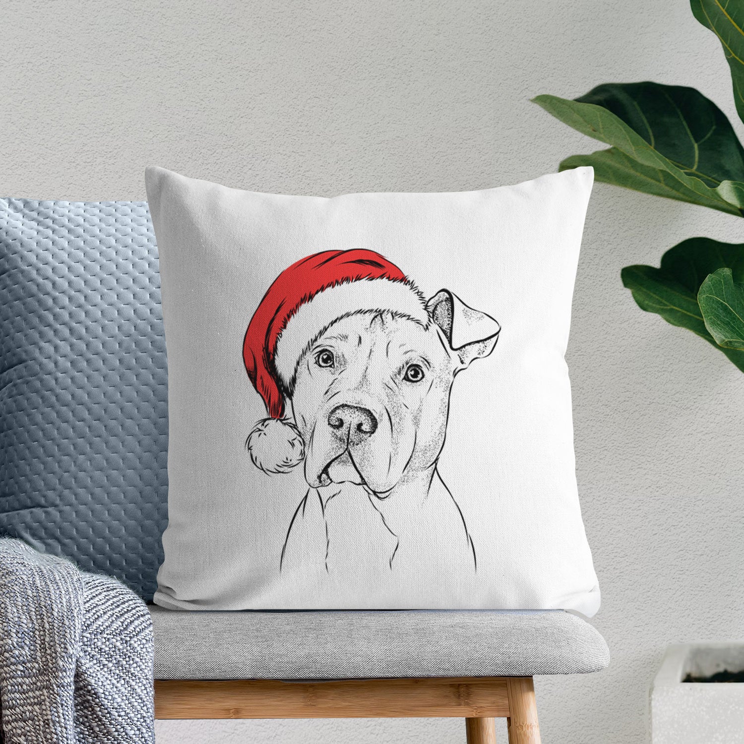 Scraps the American Staffordshire Mix - Throw Pillow Cover