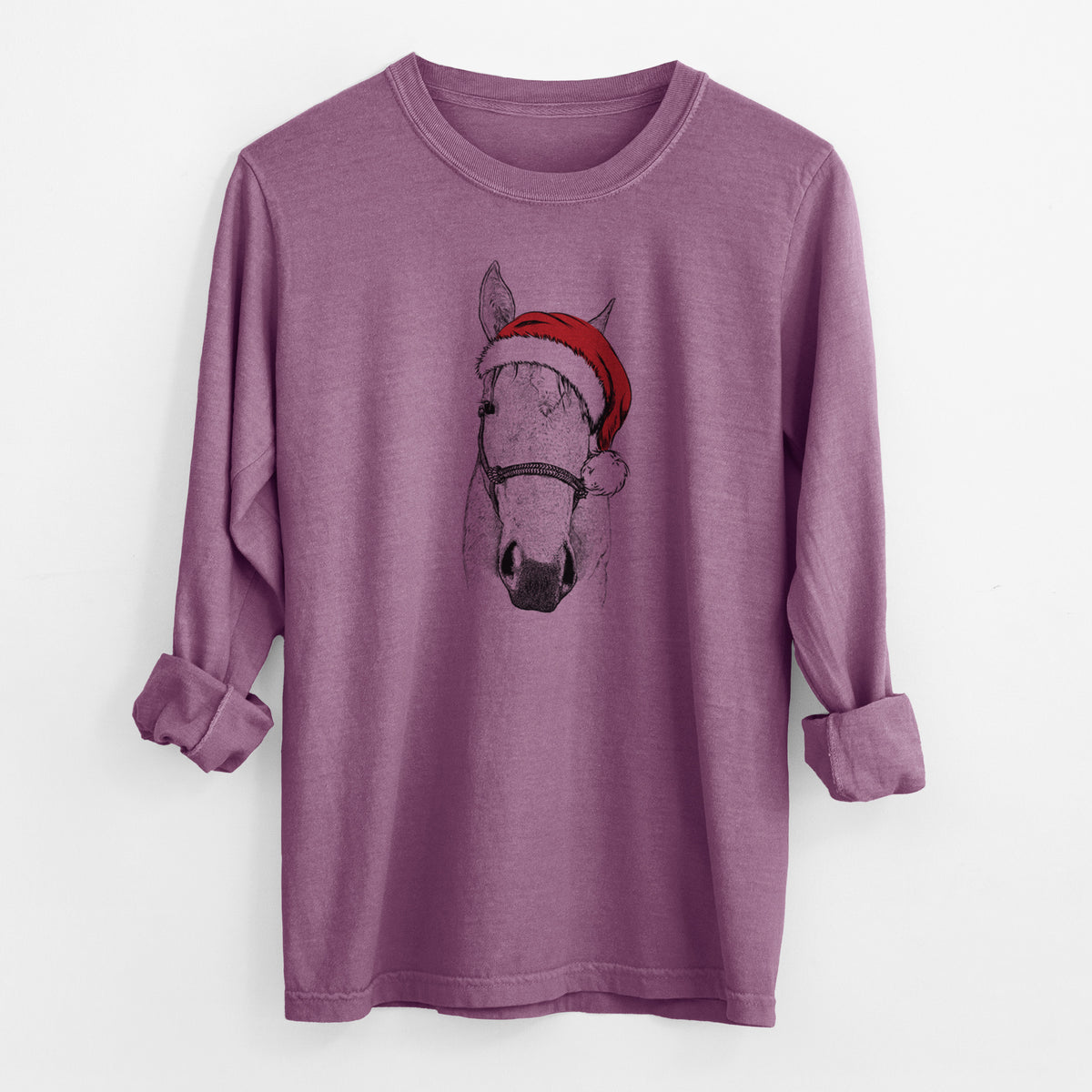 Santa SeaBee the Quarter Horse - Men's Heavyweight 100% Cotton Long Sleeve