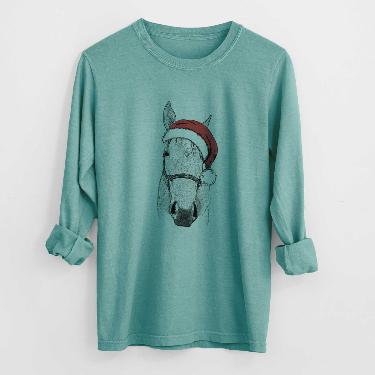 Santa SeaBee the Quarter Horse - Men's Heavyweight 100% Cotton Long Sleeve