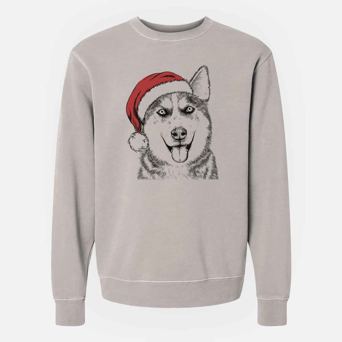 Santa Sesi the Siberian Husky - Unisex Pigment Dyed Crew Sweatshirt
