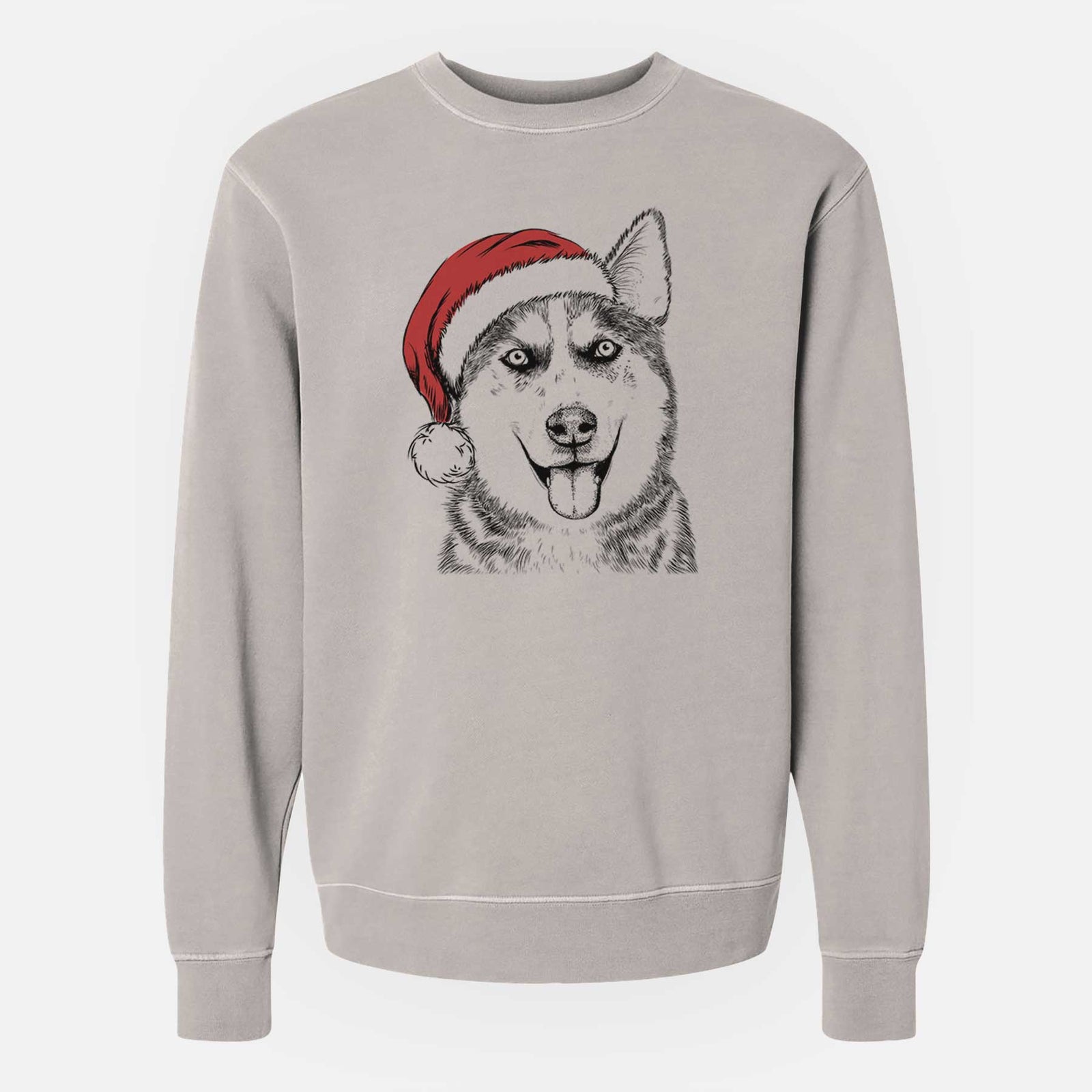 Santa Sesi the Siberian Husky - Unisex Pigment Dyed Crew Sweatshirt