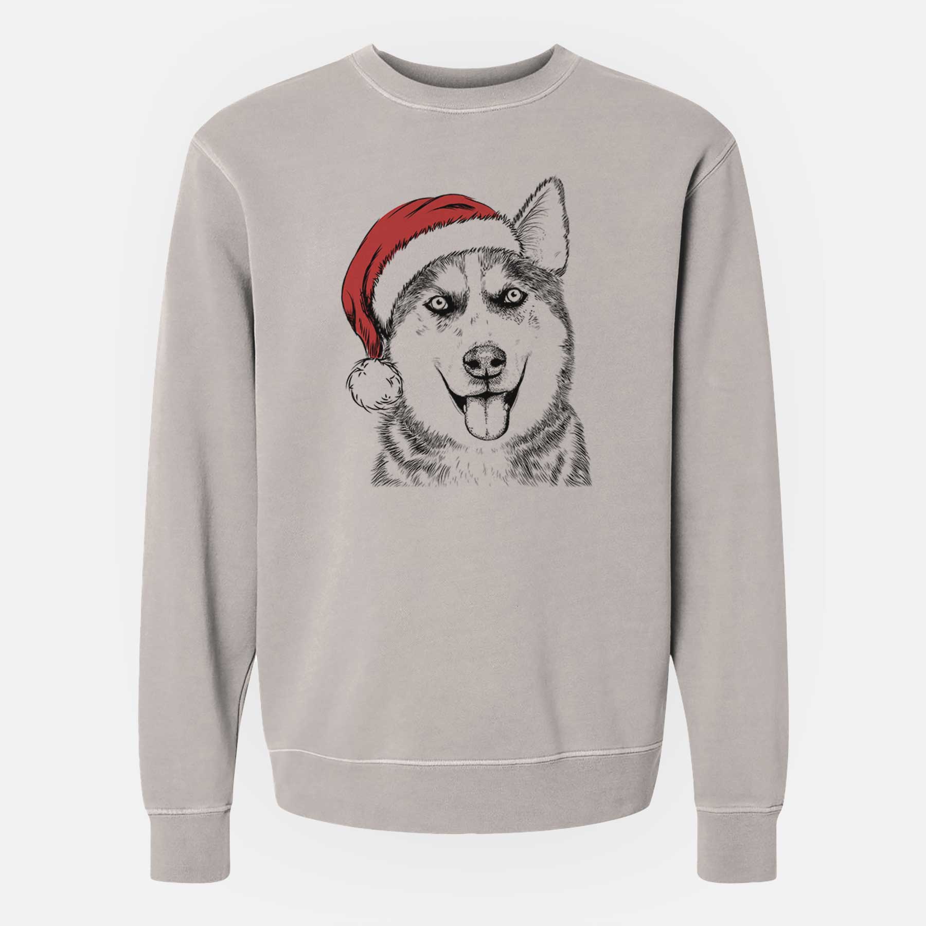 Santa Sesi the Siberian Husky - Unisex Pigment Dyed Crew Sweatshirt