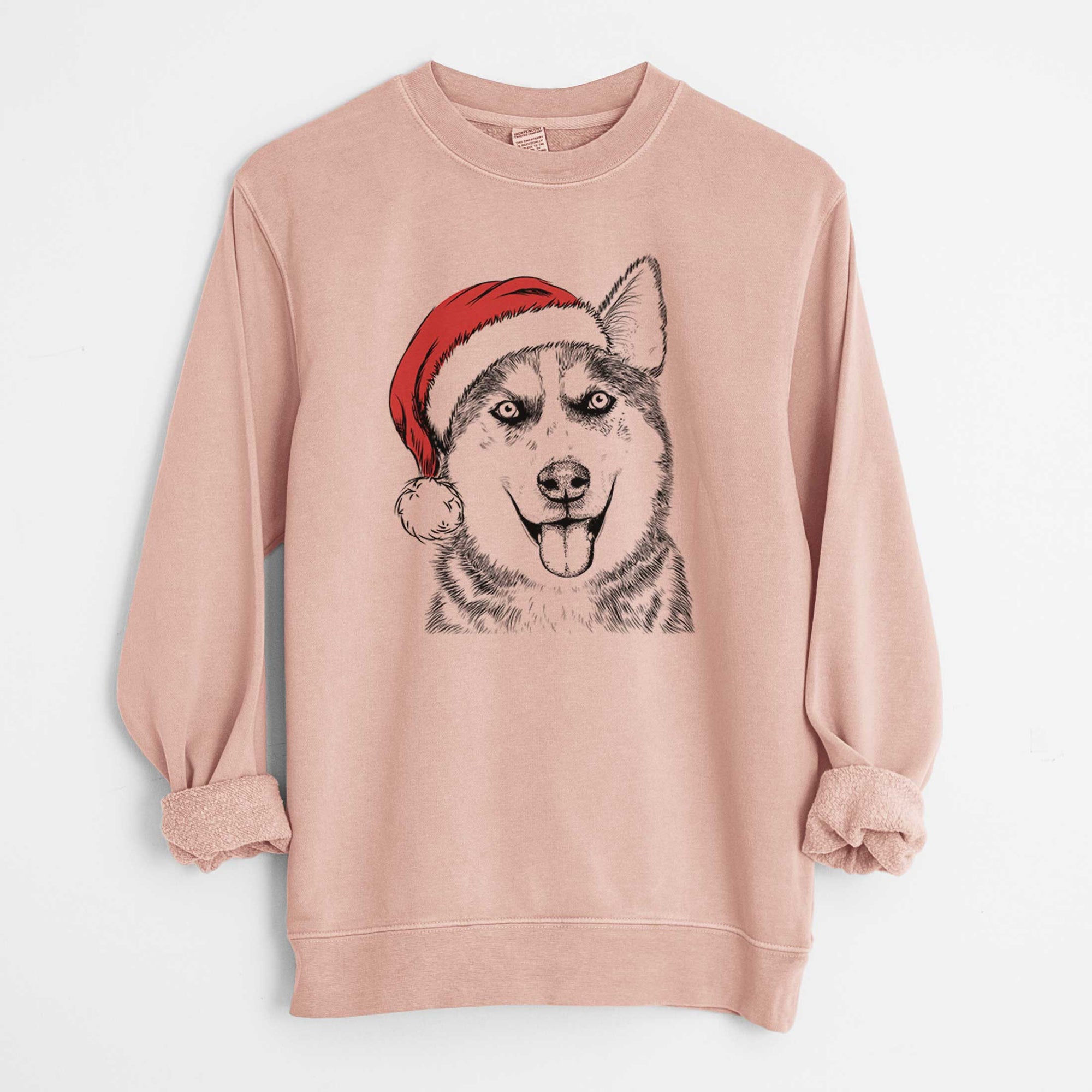 Santa Sesi the Siberian Husky - Unisex Pigment Dyed Crew Sweatshirt