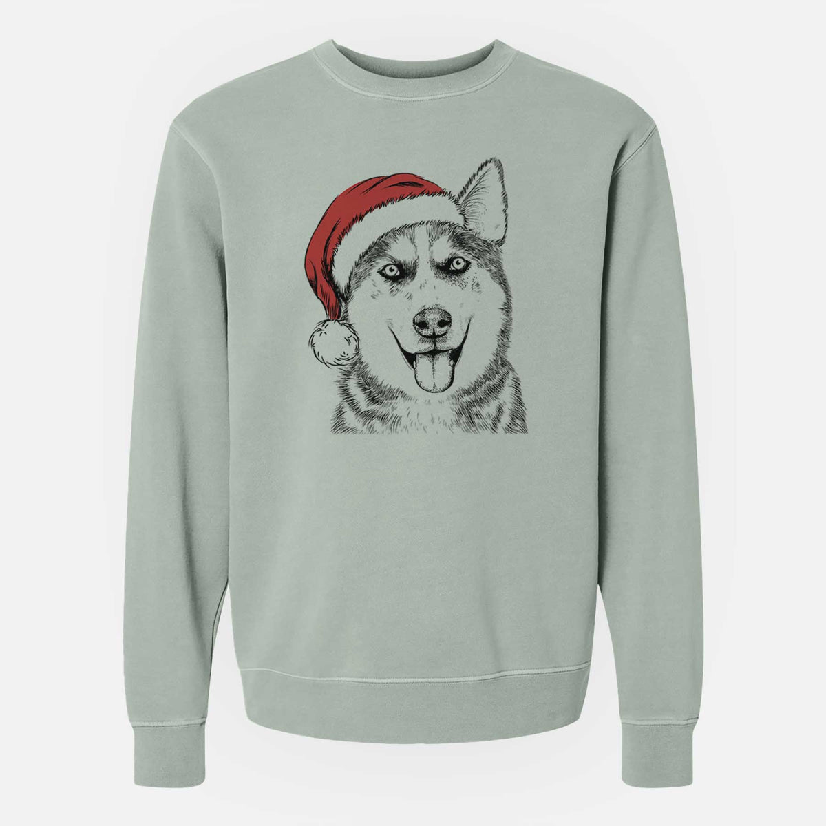 Santa Sesi the Siberian Husky - Unisex Pigment Dyed Crew Sweatshirt