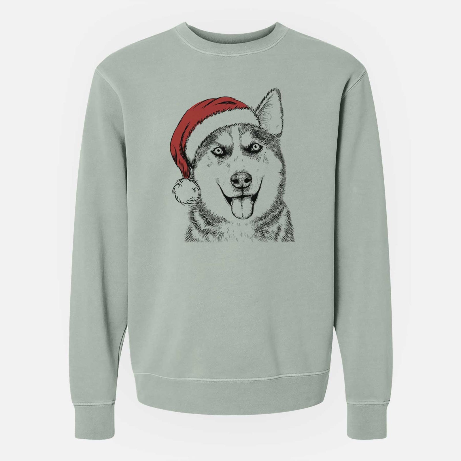 Santa Sesi the Siberian Husky - Unisex Pigment Dyed Crew Sweatshirt