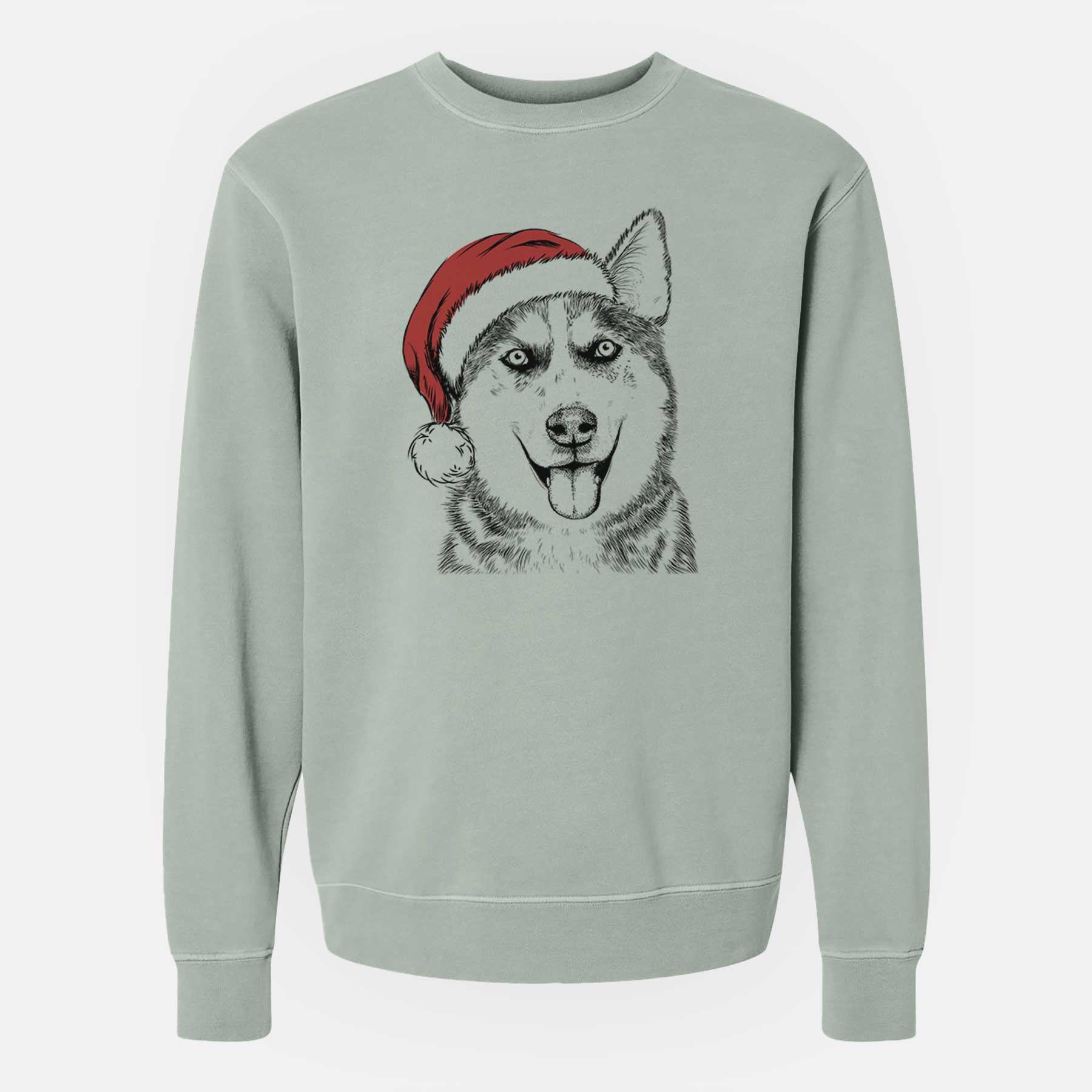 Santa Sesi the Siberian Husky - Unisex Pigment Dyed Crew Sweatshirt