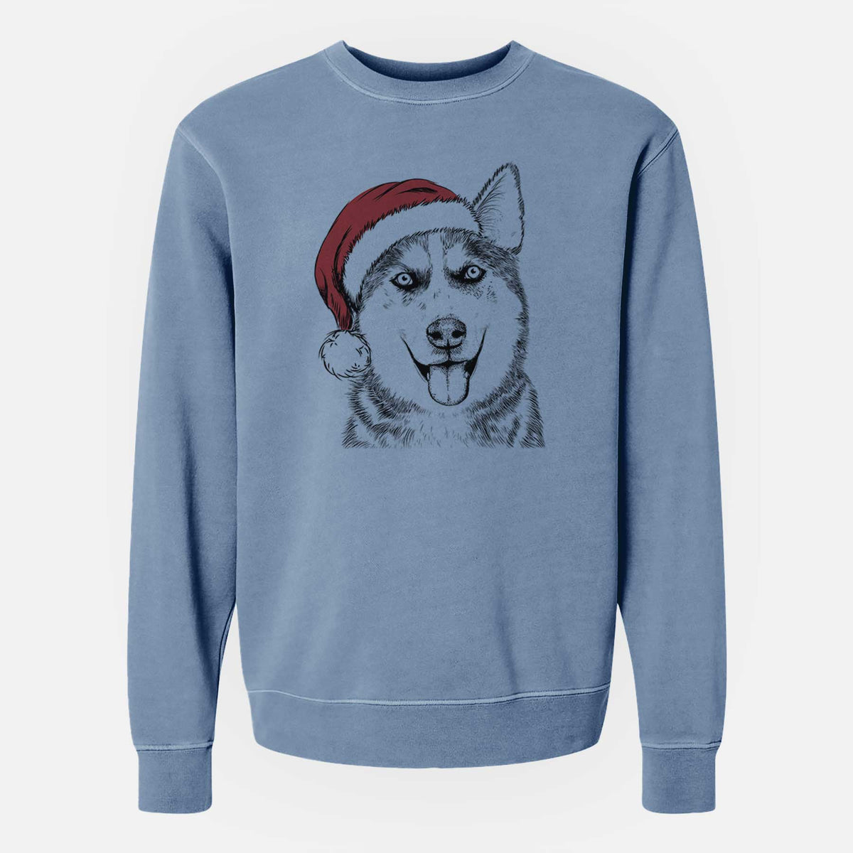 Santa Sesi the Siberian Husky - Unisex Pigment Dyed Crew Sweatshirt