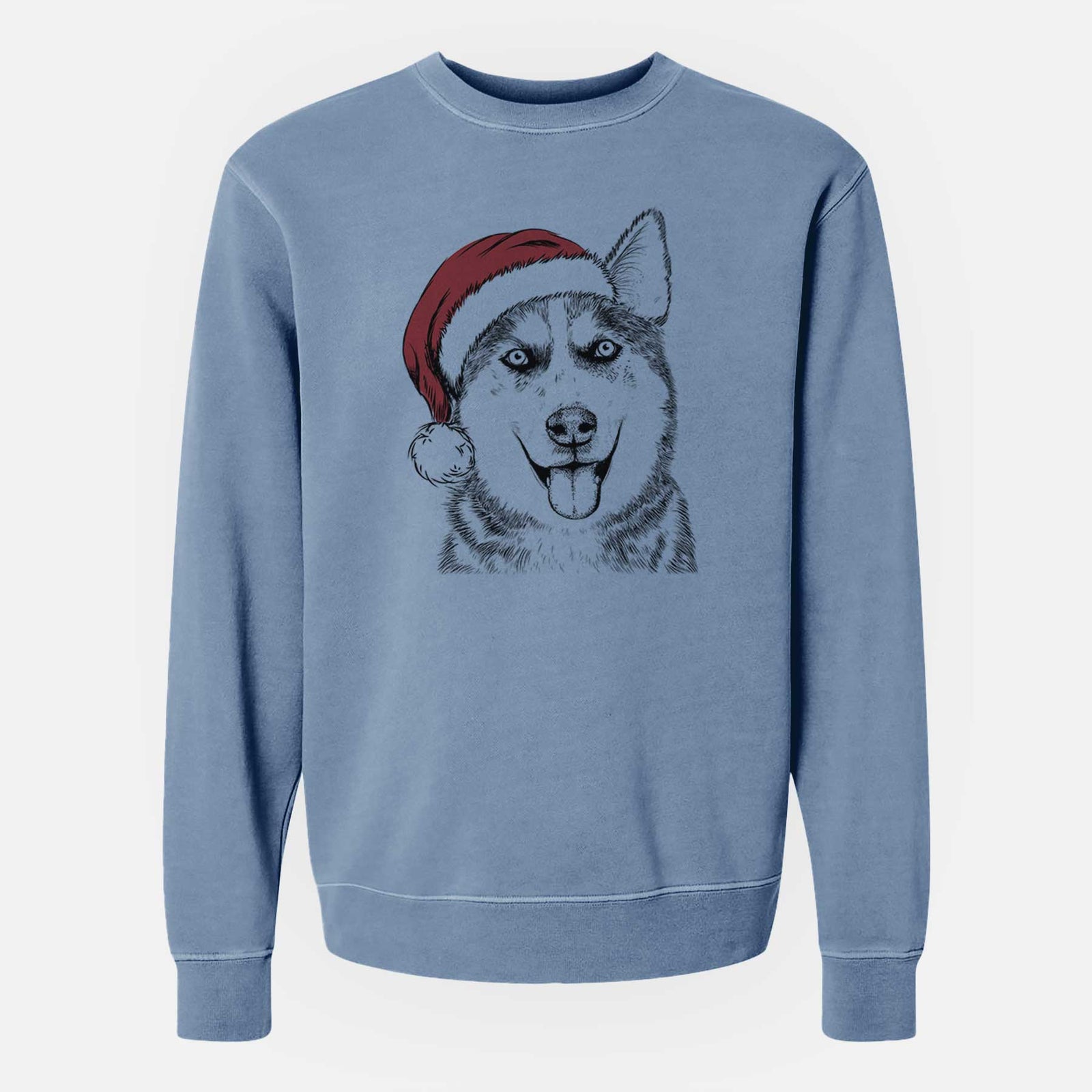 Santa Sesi the Siberian Husky - Unisex Pigment Dyed Crew Sweatshirt