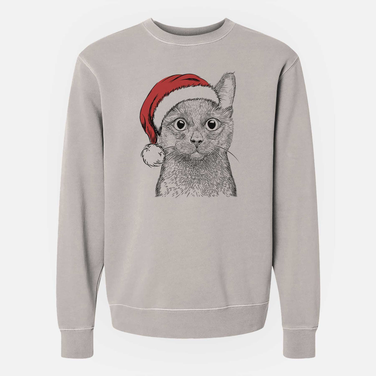 Santa Shadow the Black Cat - Unisex Pigment Dyed Crew Sweatshirt
