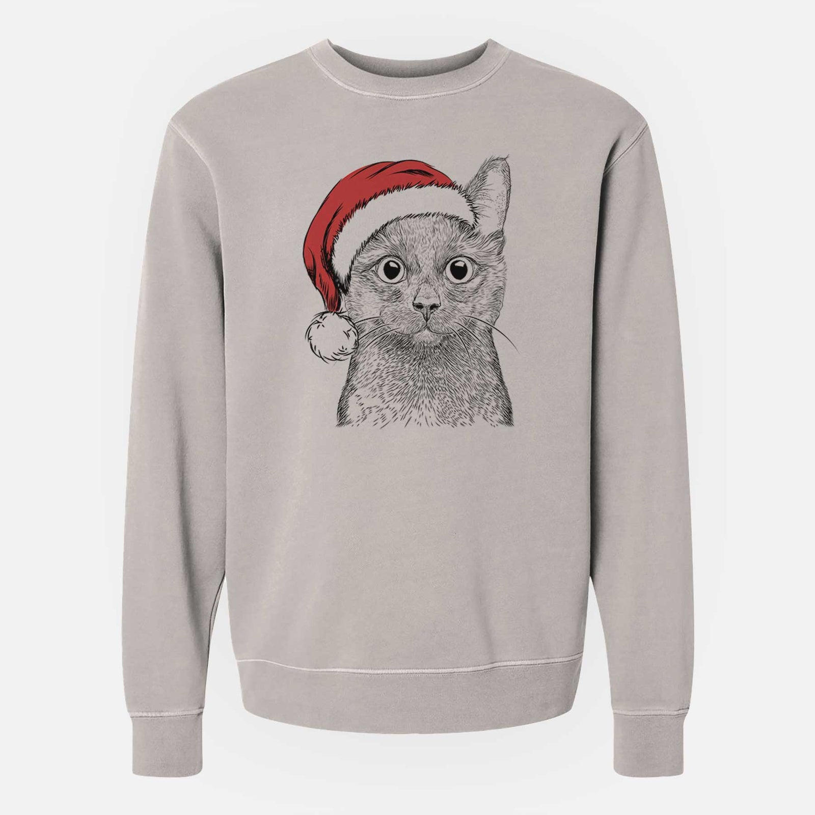 Santa Shadow the Black Cat - Unisex Pigment Dyed Crew Sweatshirt