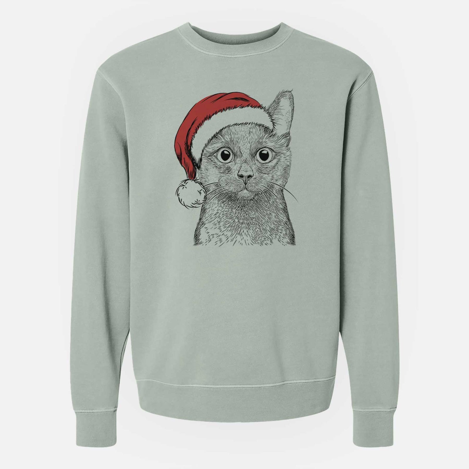 Santa Shadow the Black Cat - Unisex Pigment Dyed Crew Sweatshirt