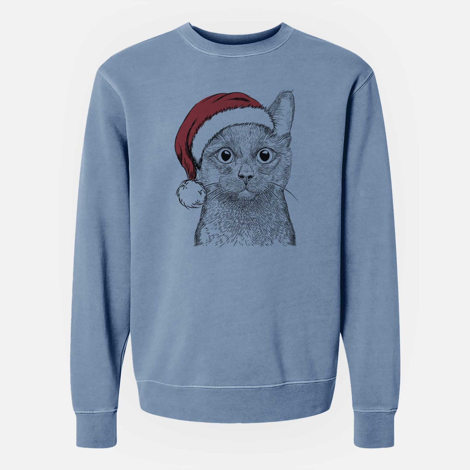 Santa Shadow the Black Cat - Unisex Pigment Dyed Crew Sweatshirt