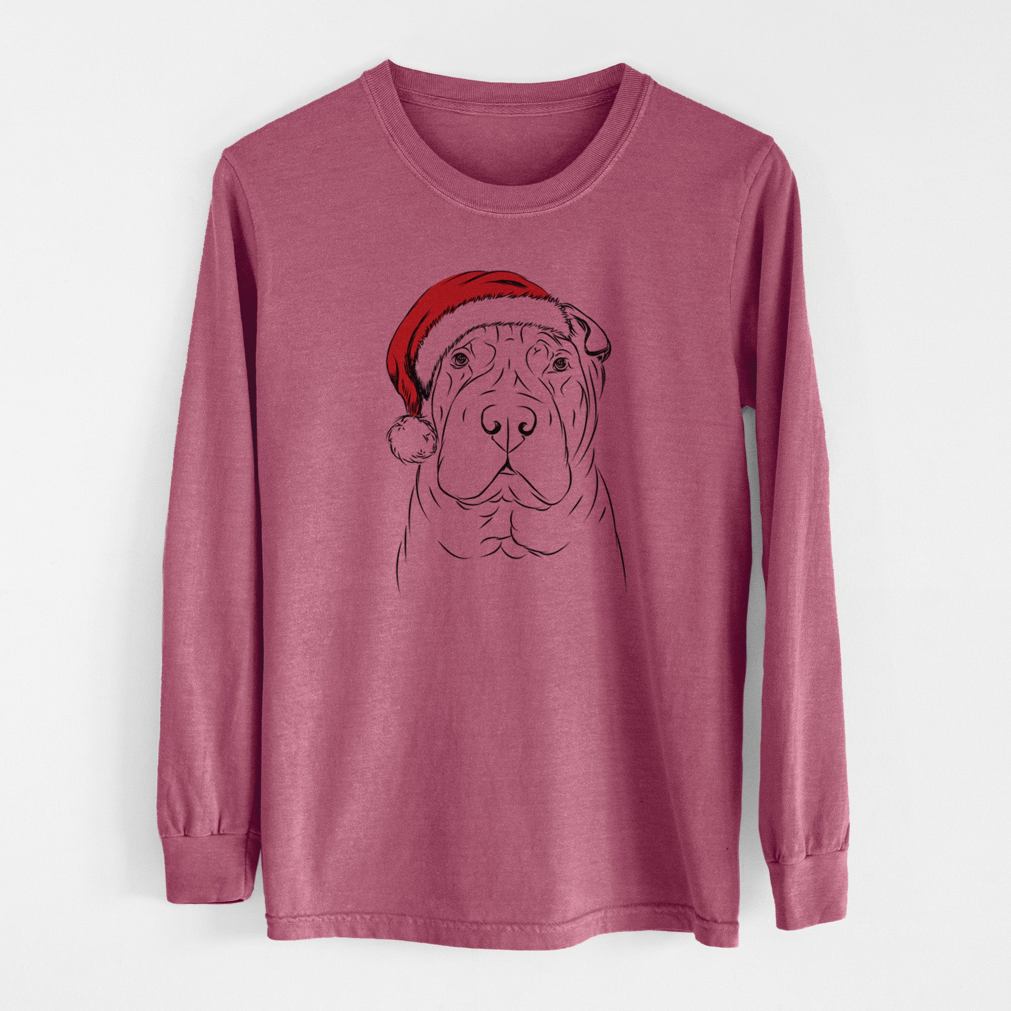 Santa Sharpy the Shar Pei - Men's Heavyweight 100% Cotton Long Sleeve