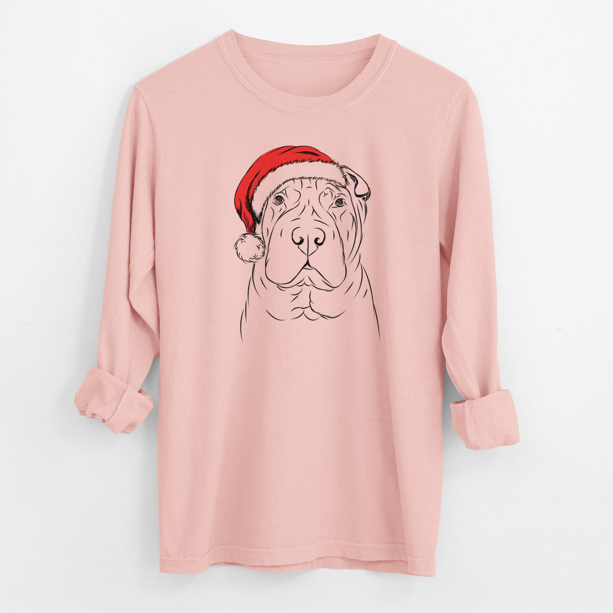 Santa Sharpy the Shar Pei - Men's Heavyweight 100% Cotton Long Sleeve