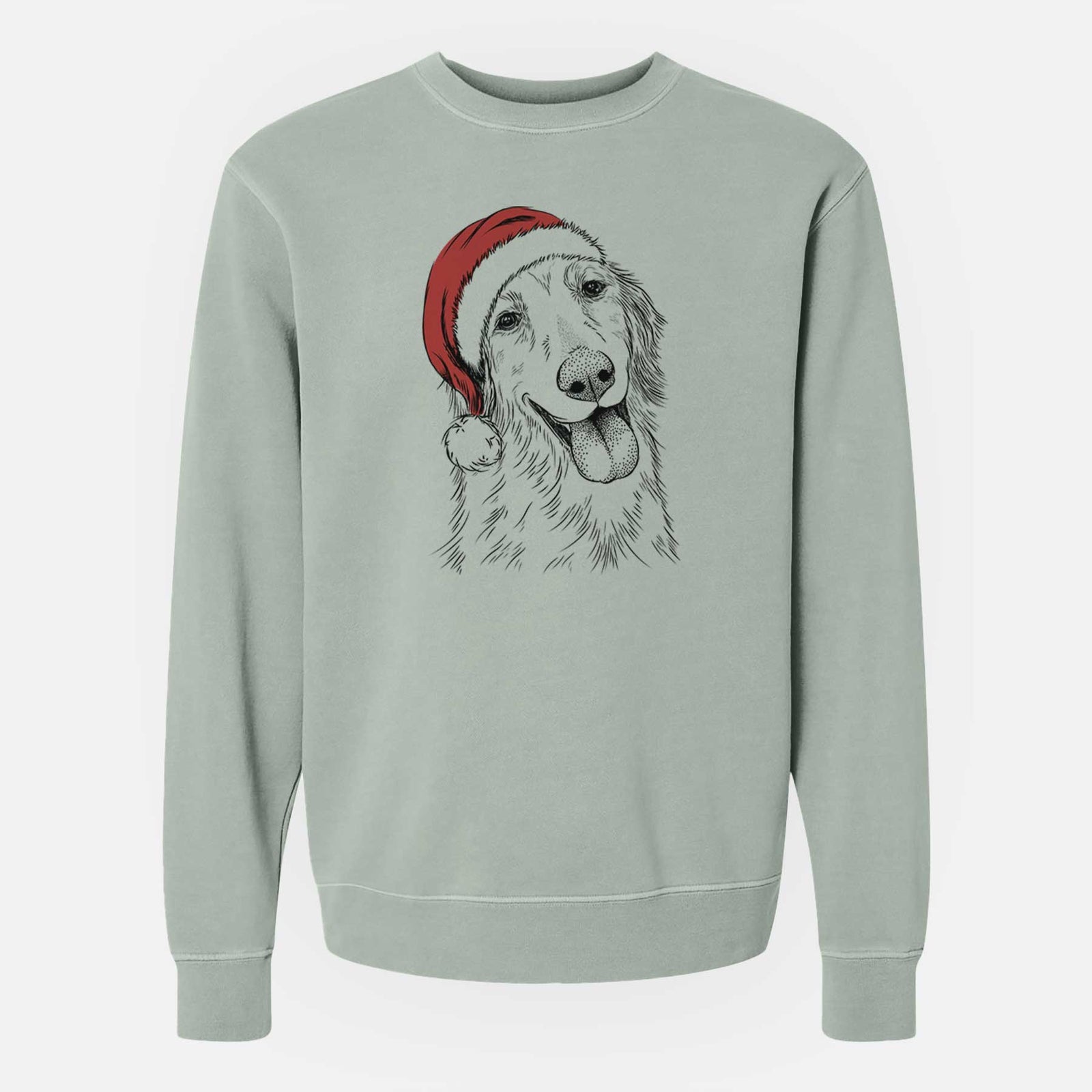 Santa Shelby the Golden Retriever - Unisex Pigment Dyed Crew Sweatshirt