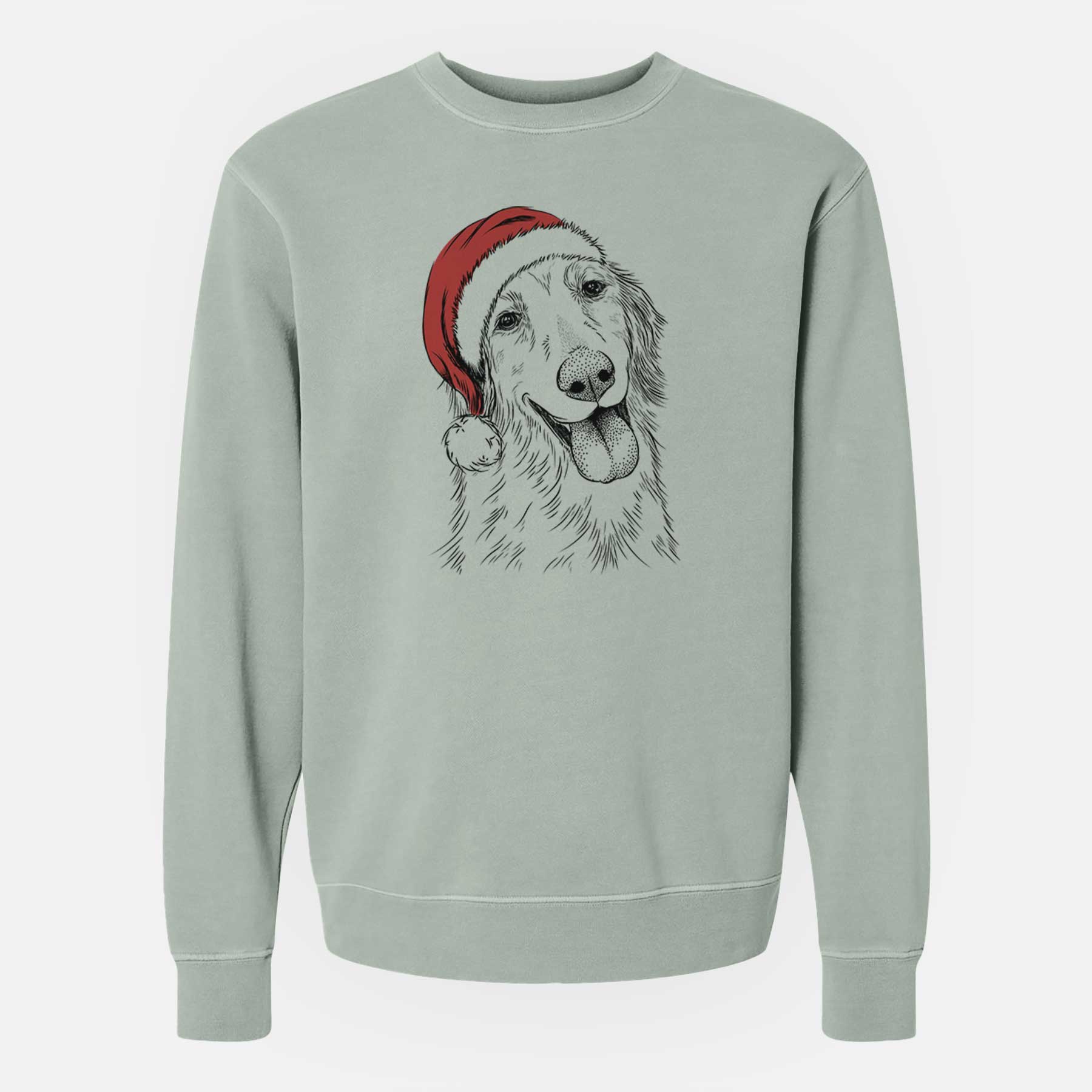 Santa Shelby the Golden Retriever - Unisex Pigment Dyed Crew Sweatshirt