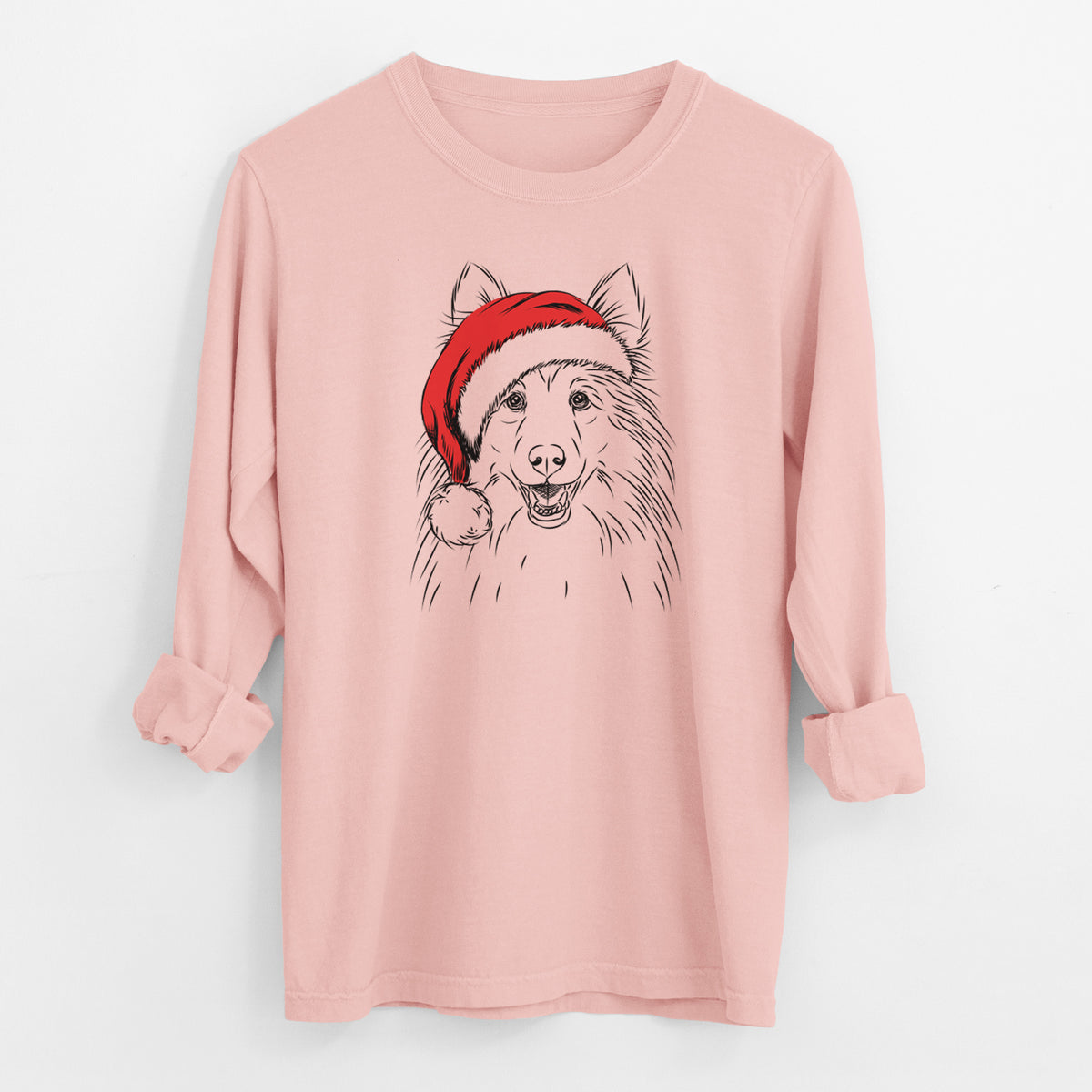 Santa Sheldon the Shetland Sheepdog - Men's Heavyweight 100% Cotton Long Sleeve