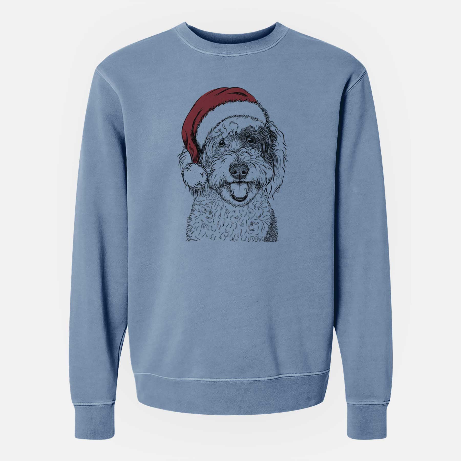 Santa Sherlock the Sheepadoodle - Unisex Pigment Dyed Crew Sweatshirt