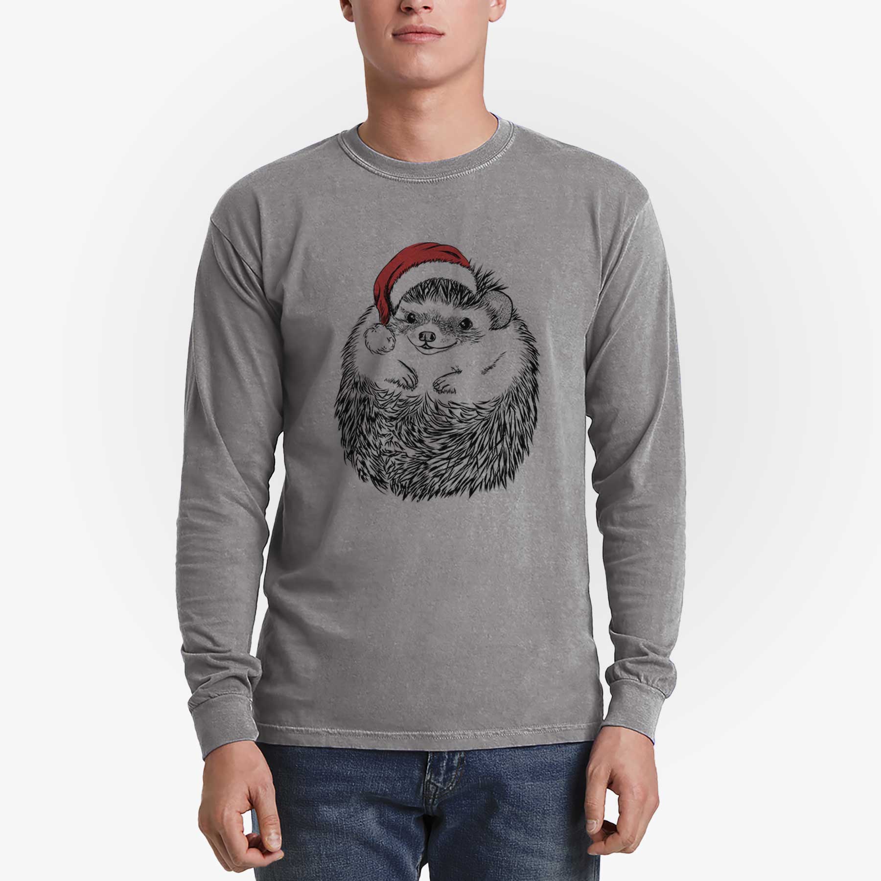 Santa Sid the Hedgehog - Men's Heavyweight 100% Cotton Long Sleeve