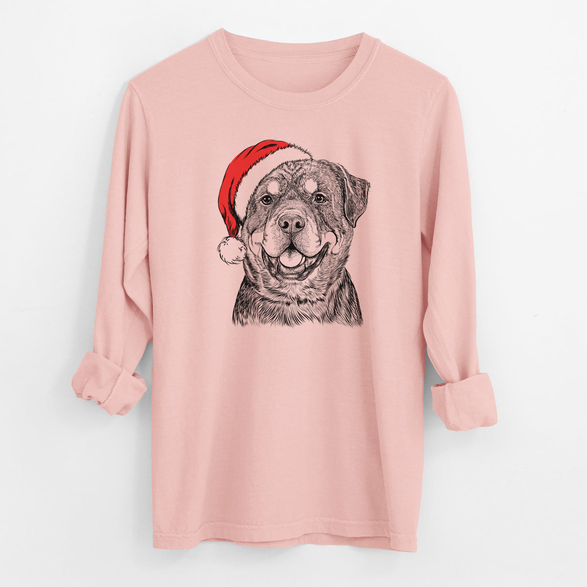 Santa Sig the Rottweiler - Men's Heavyweight 100% Cotton Long Sleeve