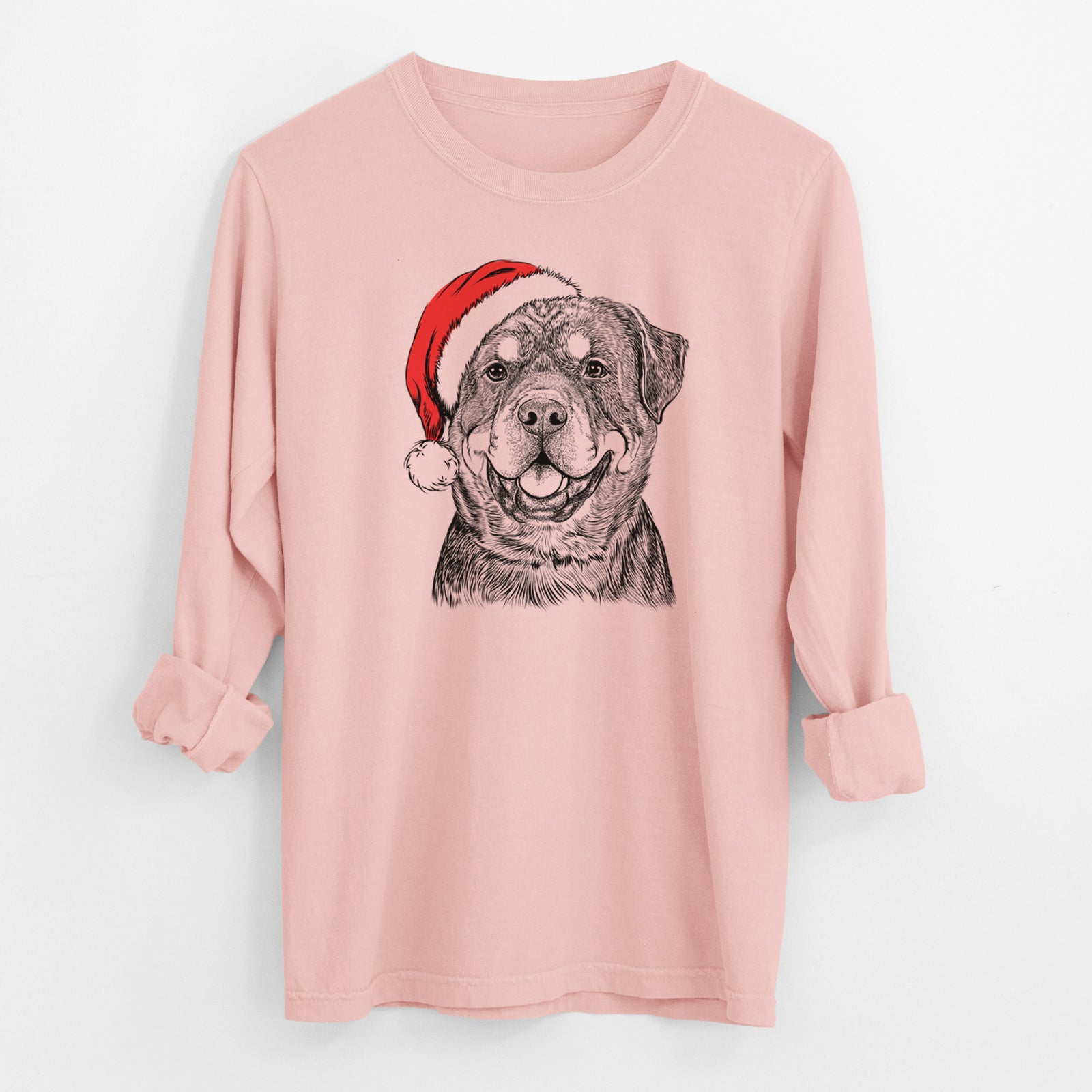 Santa Sig the Rottweiler - Men's Heavyweight 100% Cotton Long Sleeve