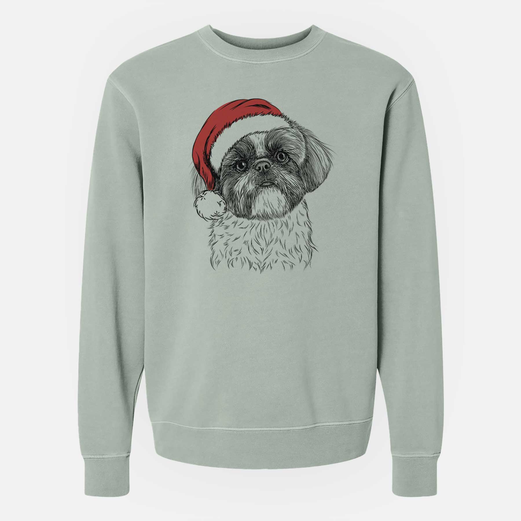 Santa Simon the Shih Tzu - Unisex Pigment Dyed Crew Sweatshirt