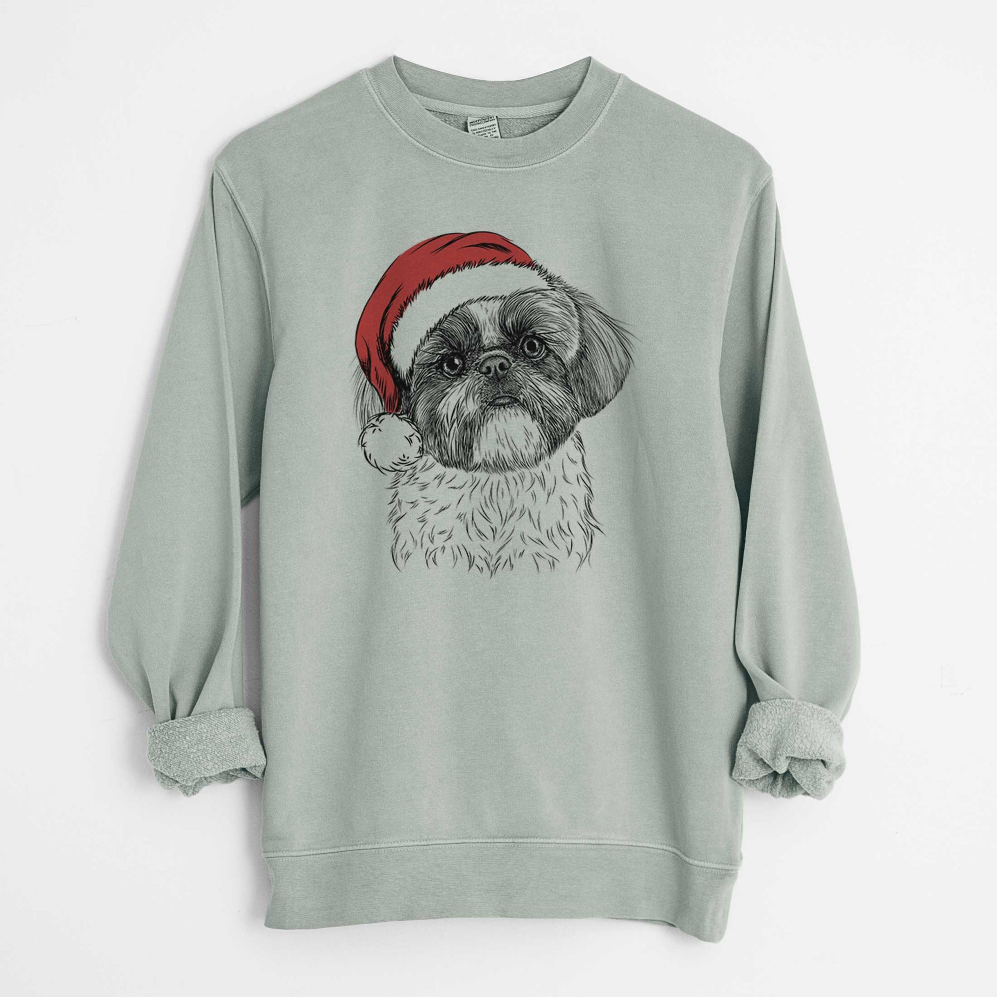 Santa Simon the Shih Tzu - Unisex Pigment Dyed Crew Sweatshirt