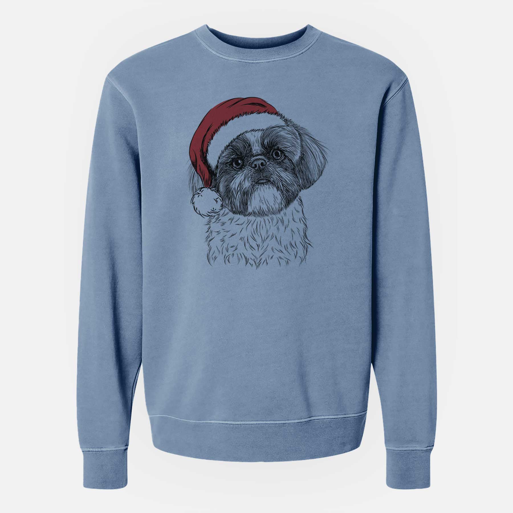 Santa Simon the Shih Tzu - Unisex Pigment Dyed Crew Sweatshirt