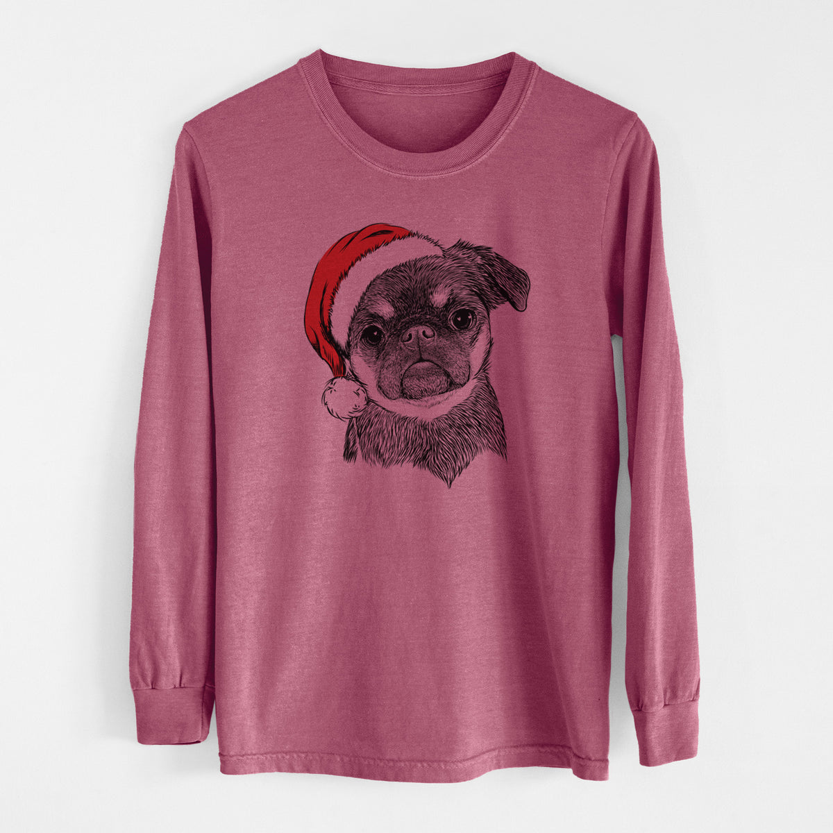 Santa Simone the Brussels Griffon - Men&#39;s Heavyweight 100% Cotton Long Sleeve