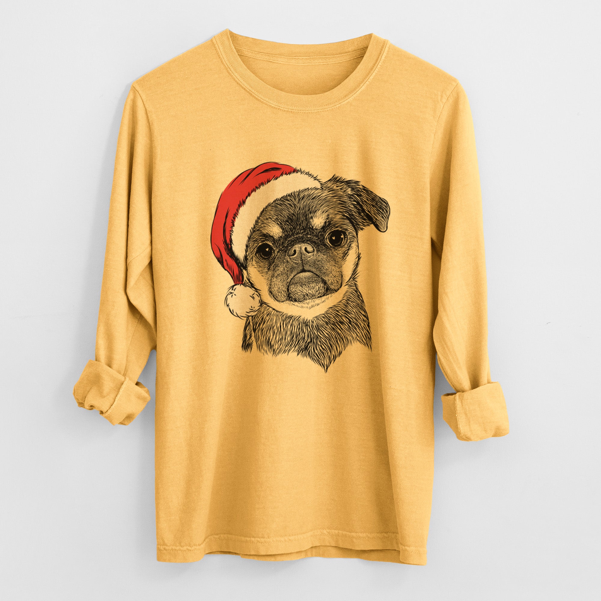 Santa Simone the Brussels Griffon - Men's Heavyweight 100% Cotton Long Sleeve