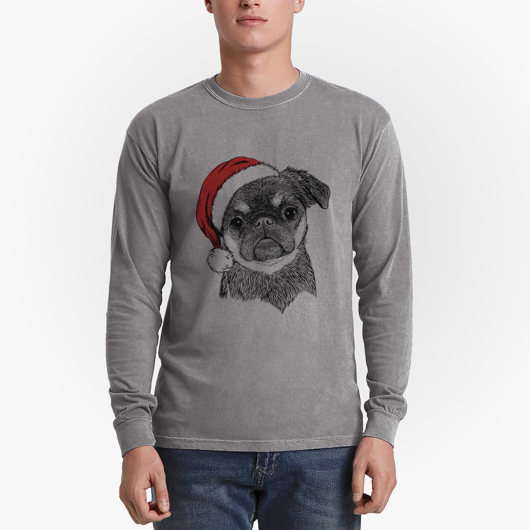 Santa Simone the Brussels Griffon - Men's Heavyweight 100% Cotton Long Sleeve