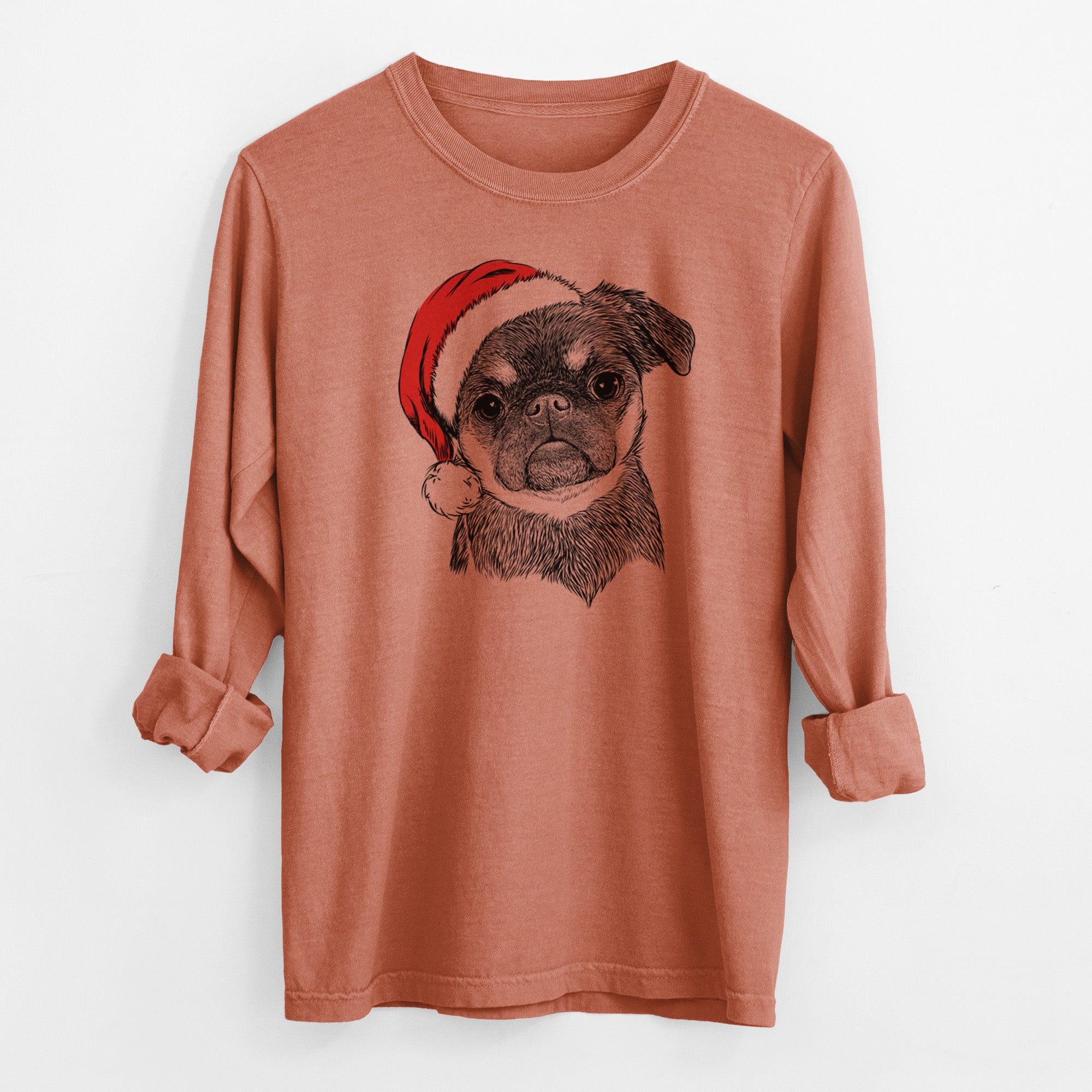 Santa Simone the Brussels Griffon - Men's Heavyweight 100% Cotton Long Sleeve