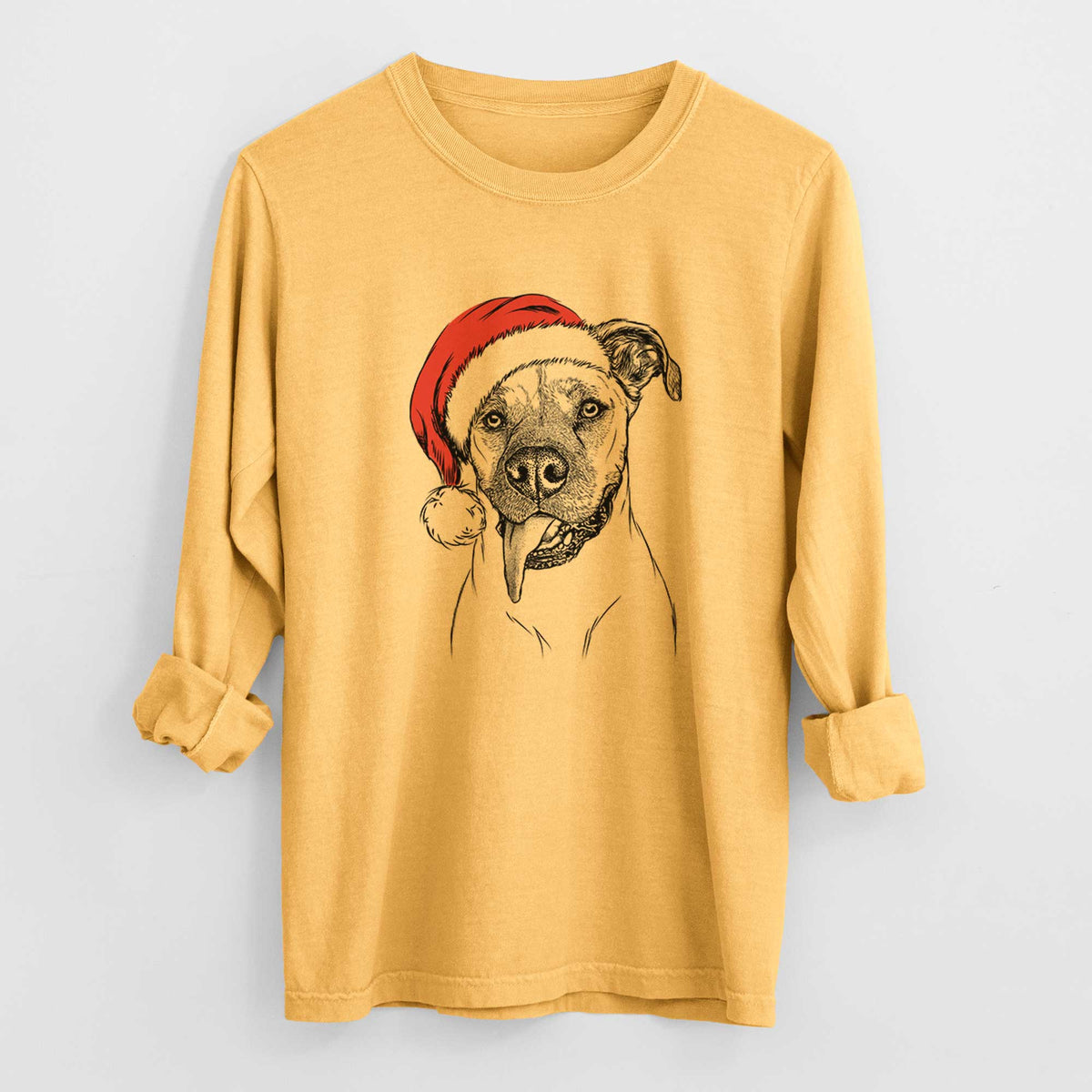 Santa Sir Jake the Boxer - Men's Heavyweight 100% Cotton Long Sleeve
