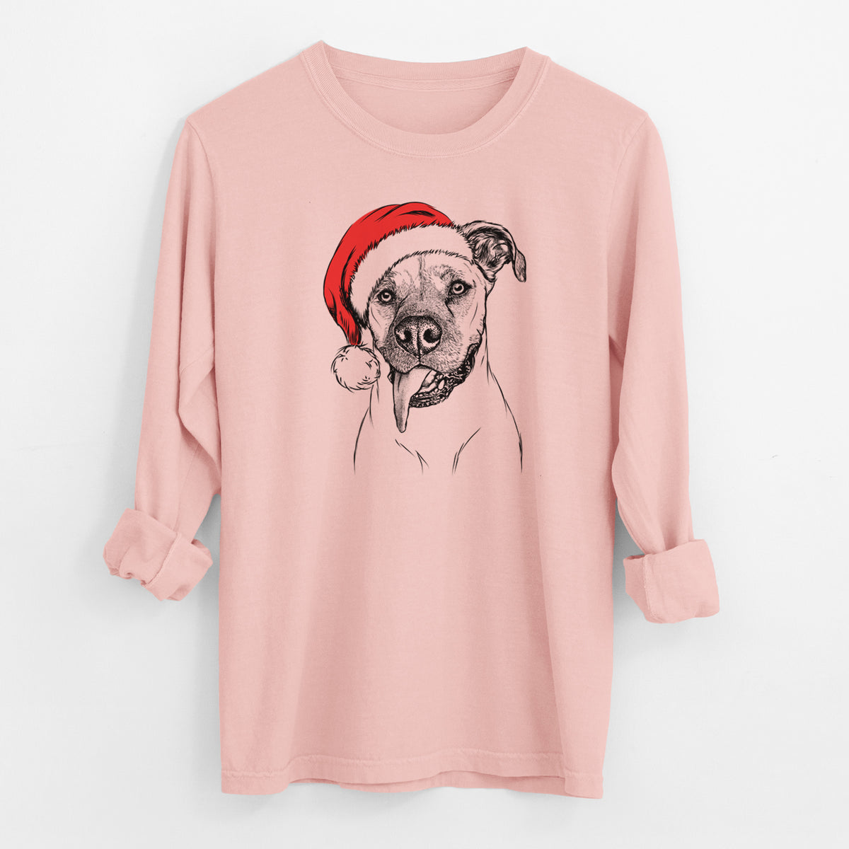 Santa Sir Jake the Boxer - Men's Heavyweight 100% Cotton Long Sleeve