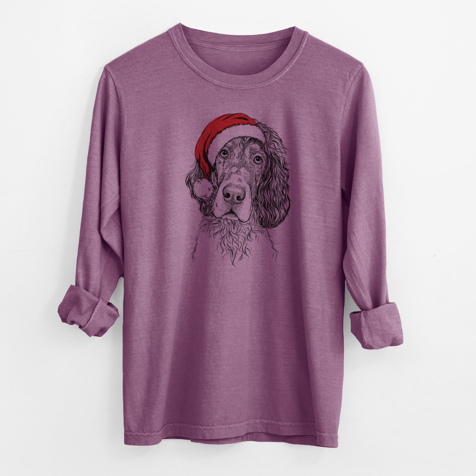 Santa Sir Rexford the Blue Belton English Setter - Men's Heavyweight 100% Cotton Long Sleeve