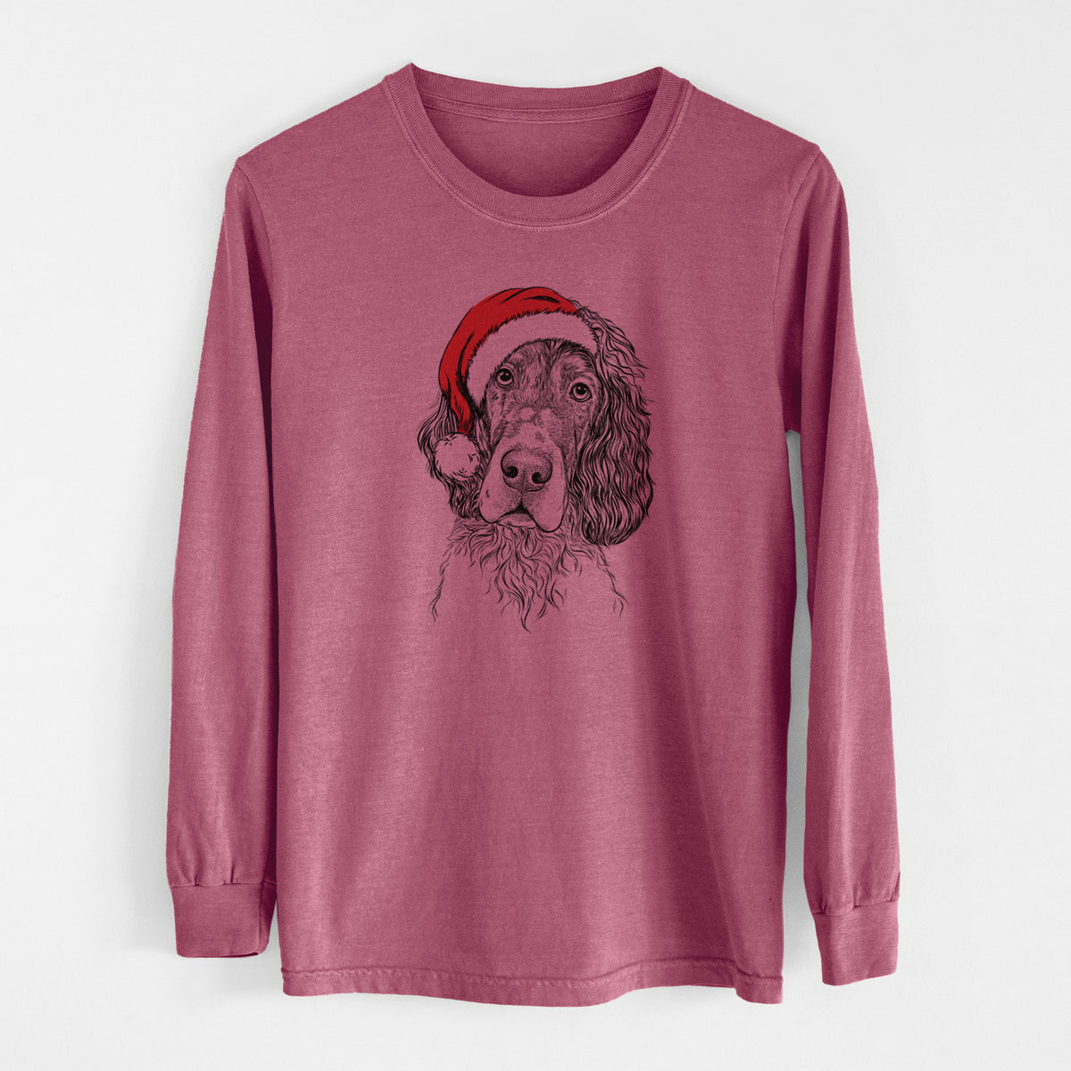Santa Sir Rexford the Blue Belton English Setter - Men's Heavyweight 100% Cotton Long Sleeve