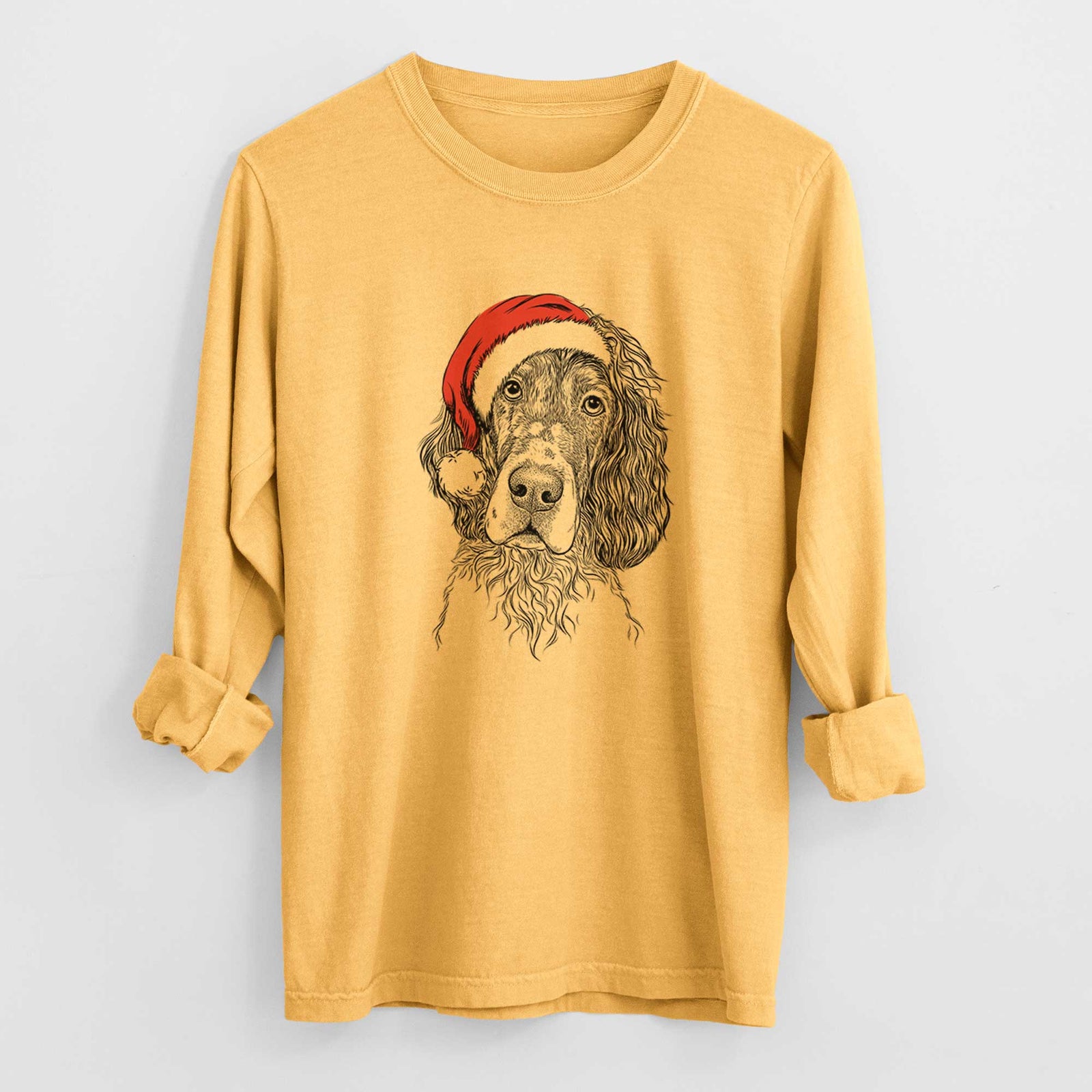 Santa Sir Rexford the Blue Belton English Setter - Men's Heavyweight 100% Cotton Long Sleeve