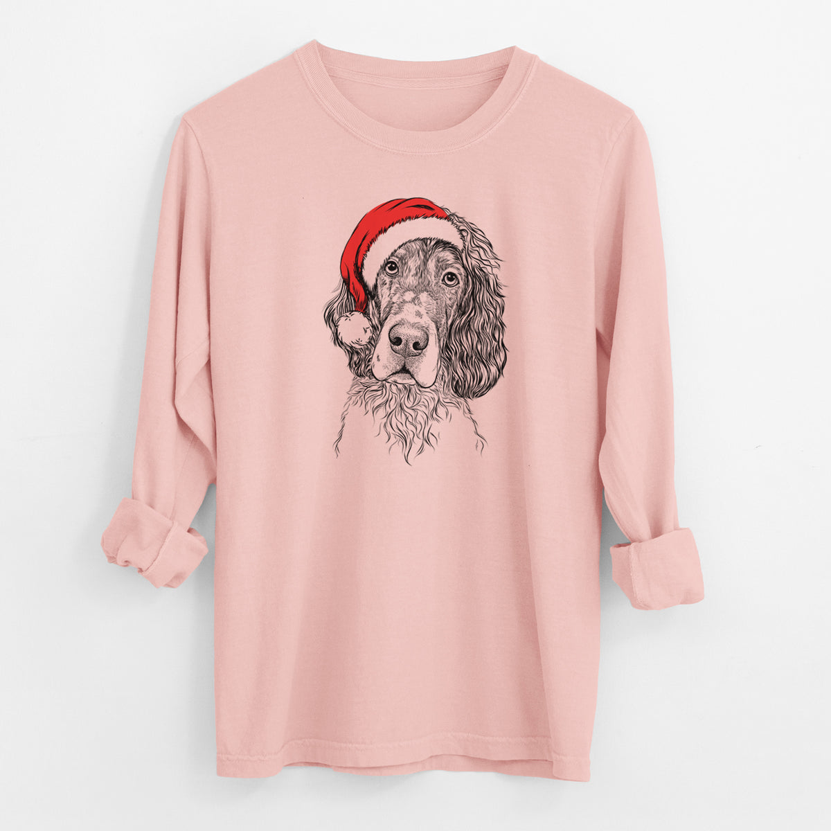 Santa Sir Rexford the Blue Belton English Setter - Men's Heavyweight 100% Cotton Long Sleeve