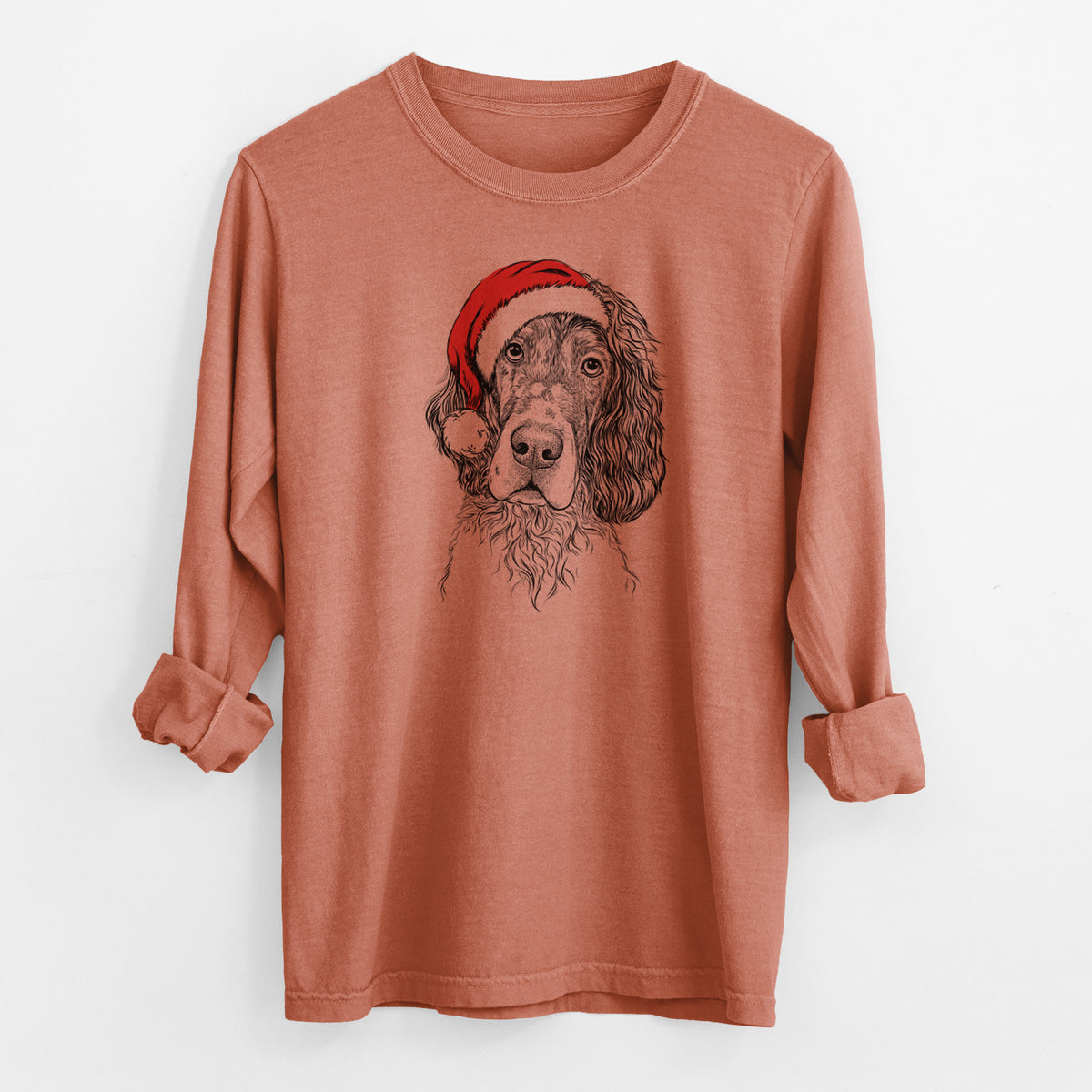 Santa Sir Rexford the Blue Belton English Setter - Men's Heavyweight 100% Cotton Long Sleeve