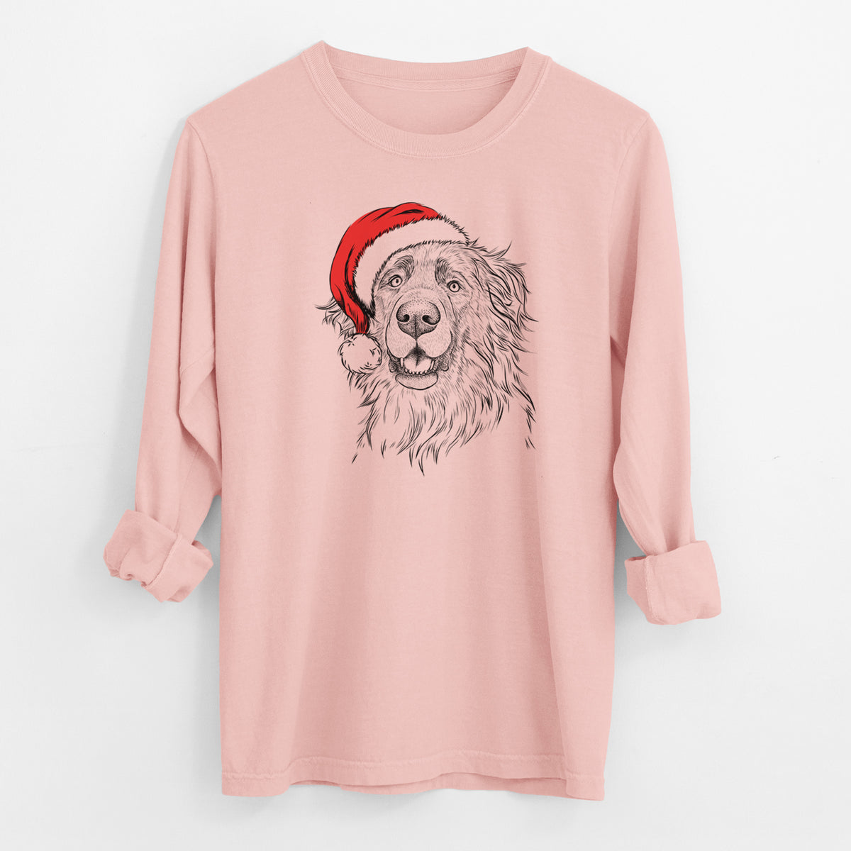 Santa Siri the Leonberger - Men's Heavyweight 100% Cotton Long Sleeve