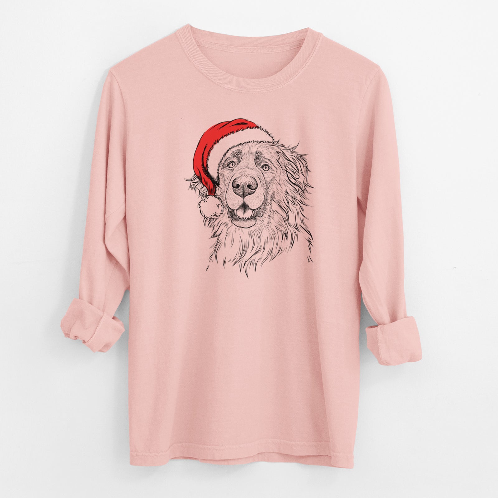 Santa Siri the Leonberger - Men's Heavyweight 100% Cotton Long Sleeve