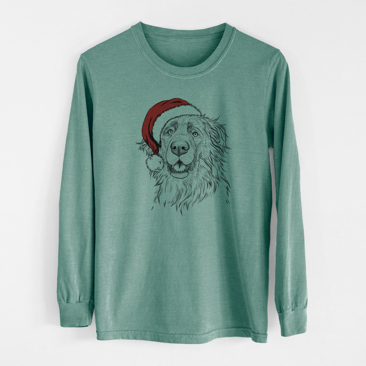 Santa Siri the Leonberger - Men's Heavyweight 100% Cotton Long Sleeve