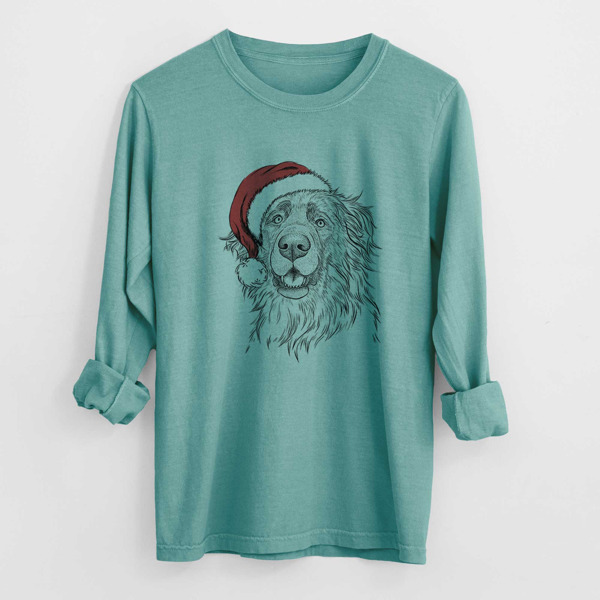 Santa Siri the Leonberger - Men's Heavyweight 100% Cotton Long Sleeve