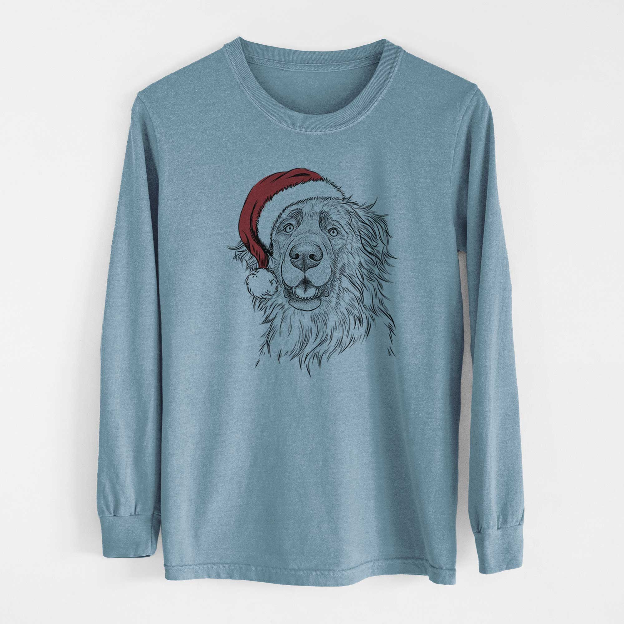 Santa Siri the Leonberger - Men's Heavyweight 100% Cotton Long Sleeve