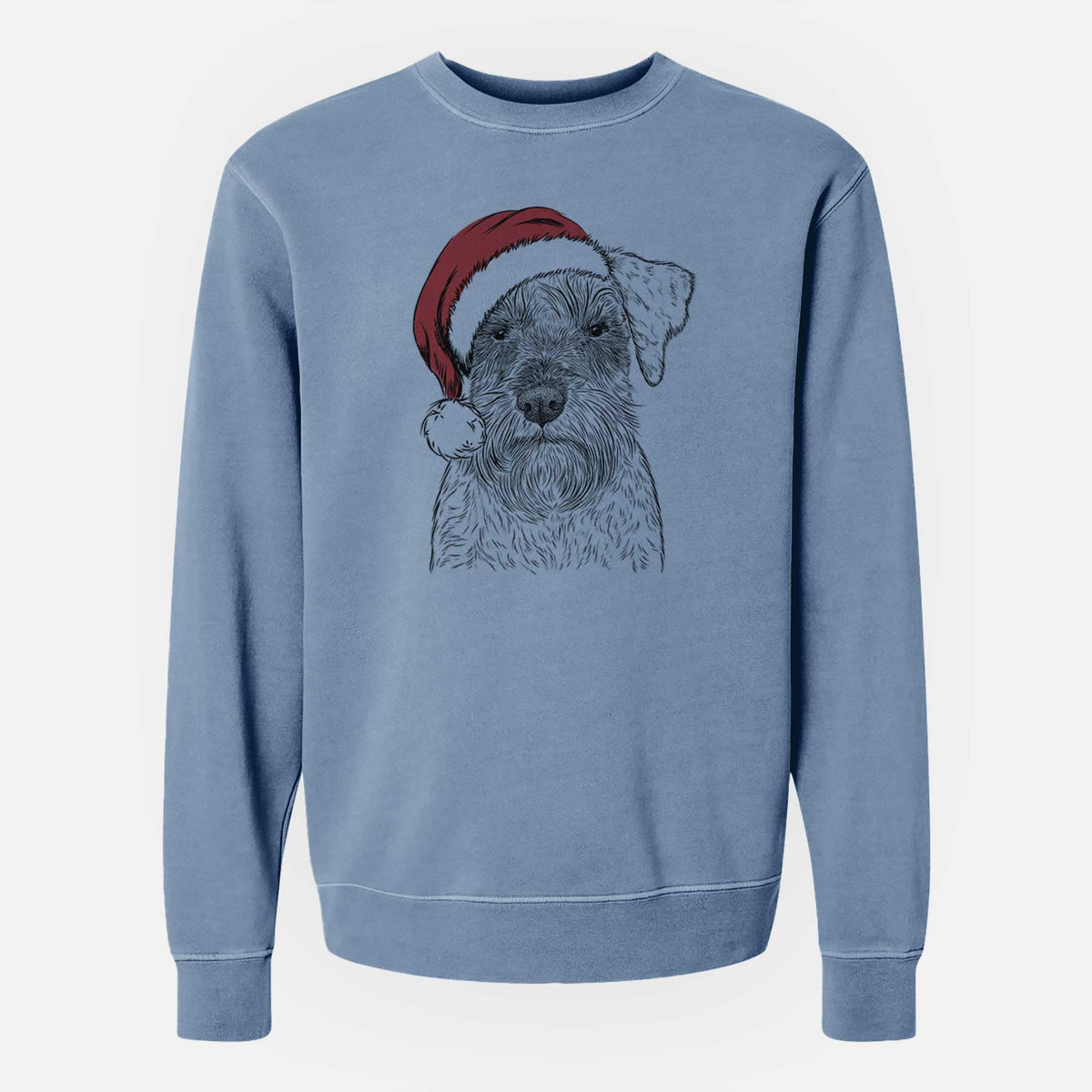 Santa Smokey the Miniature Schnauzer - Unisex Pigment Dyed Crew Sweatshirt