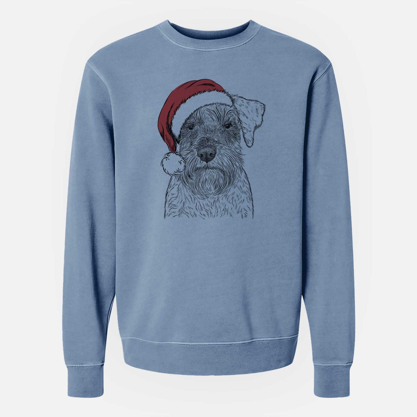 Santa Smokey the Miniature Schnauzer - Unisex Pigment Dyed Crew Sweatshirt