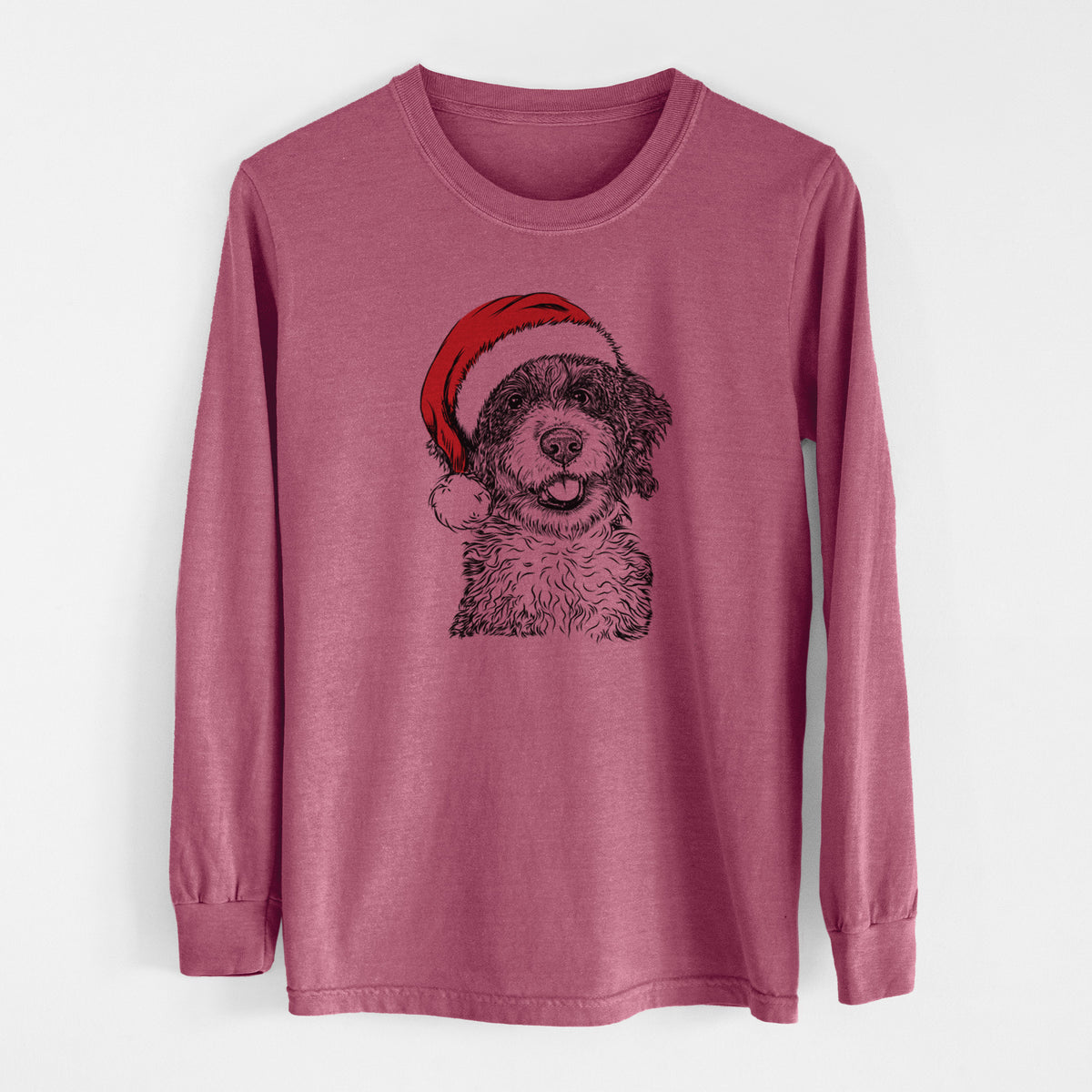 Santa Smoky the Bernedoodle Puppy - Men's Heavyweight 100% Cotton Long Sleeve
