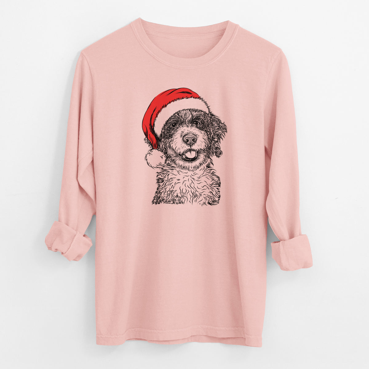 Santa Smoky the Bernedoodle Puppy - Men's Heavyweight 100% Cotton Long Sleeve