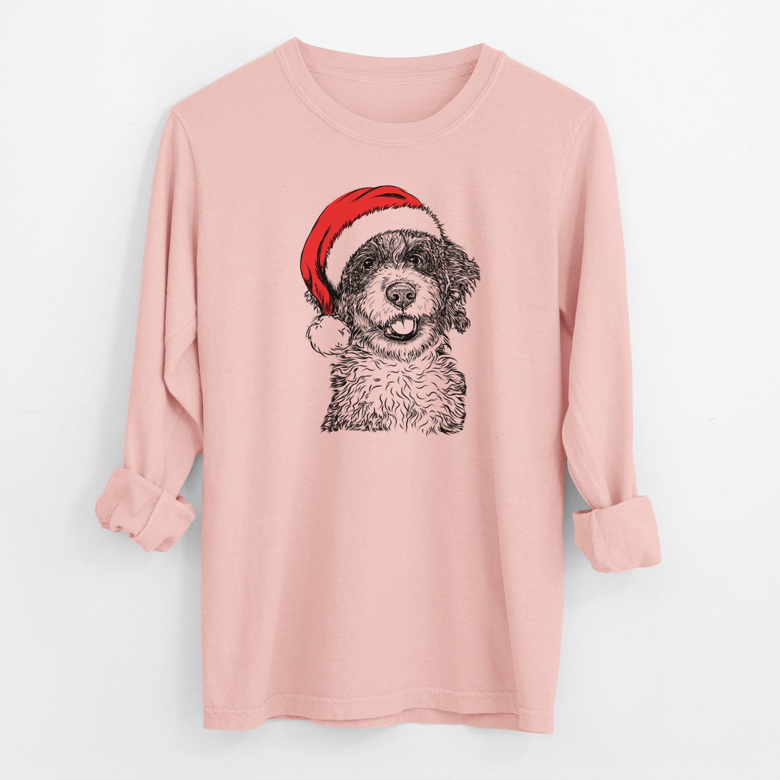 Santa Smoky the Bernedoodle Puppy - Men's Heavyweight 100% Cotton Long Sleeve