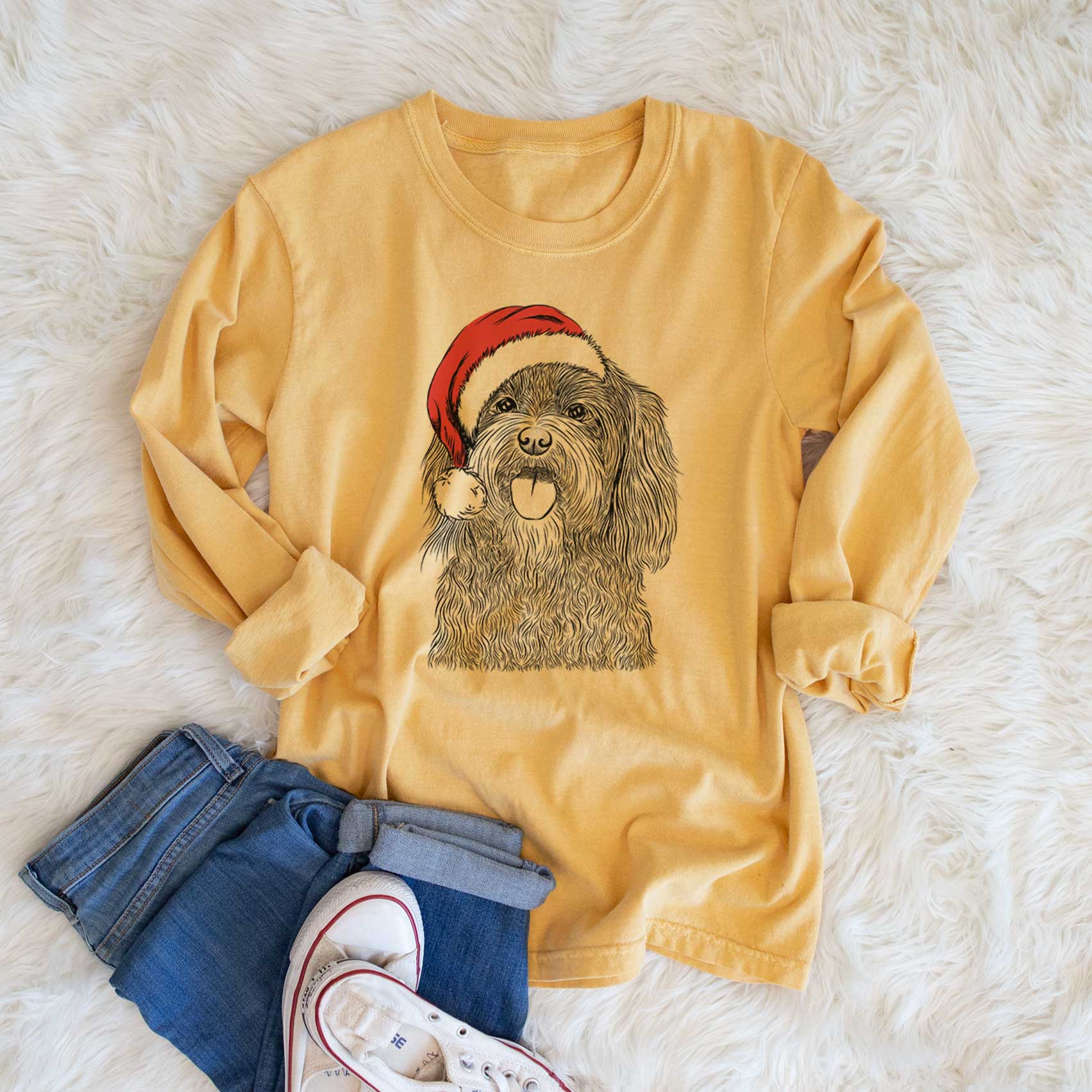 Santa Sophie the Havanese - Men's Heavyweight 100% Cotton Long Sleeve